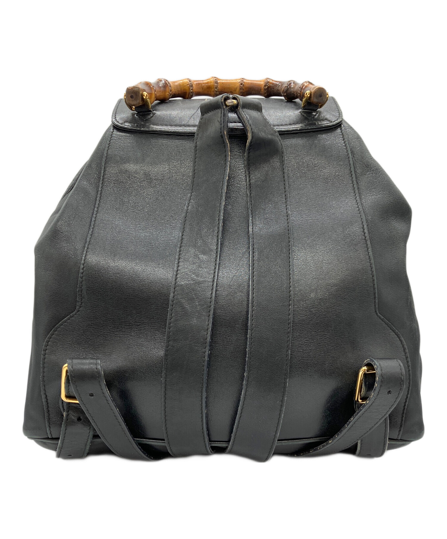 最終割引 GUCCI グッチ レザー リュック バンブー ハンドル付 ブラック 中古・古着通販】GUCCI (グッチ) バンブーハンドルリュック ブラック