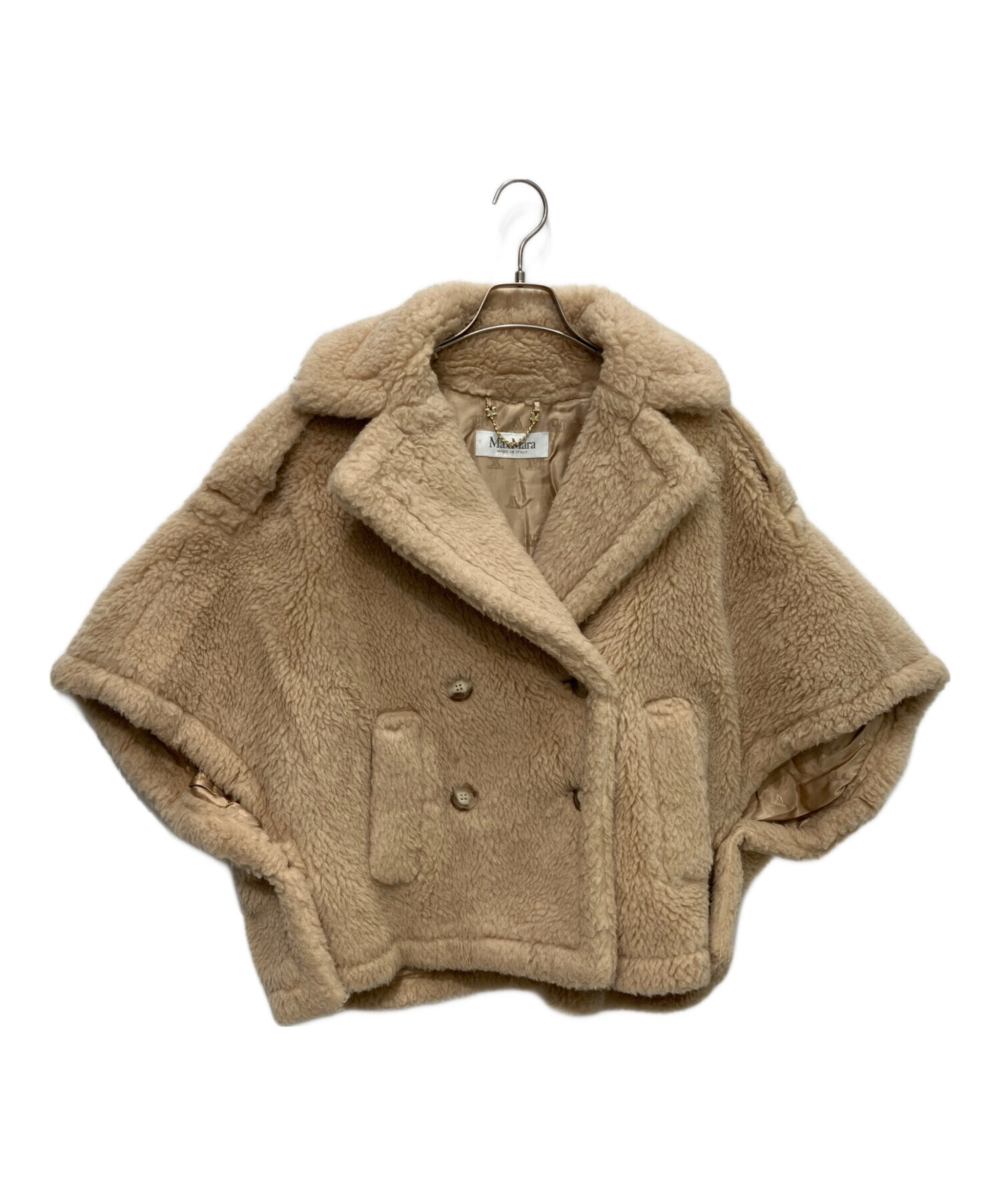 【正規品】MaxMaraテディベアケープサンドベージュ 中古・古着通販】MaxMara (マックスマーラ) テディベアケープ