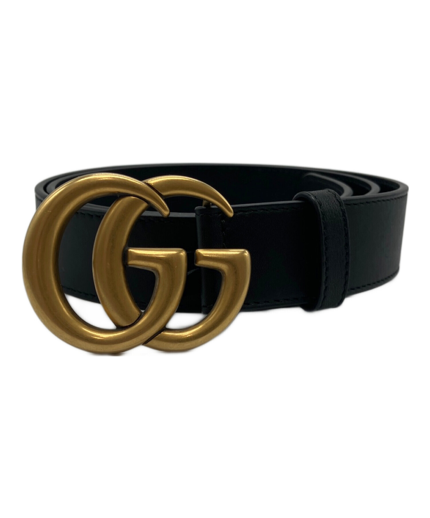 GUCCI ダブルGバックル レザーベルト ブラック 80/32 新品未使用 中古・古着通販】GUCCI (グッチ) ダブルGスリムベルト ブラック サイズ