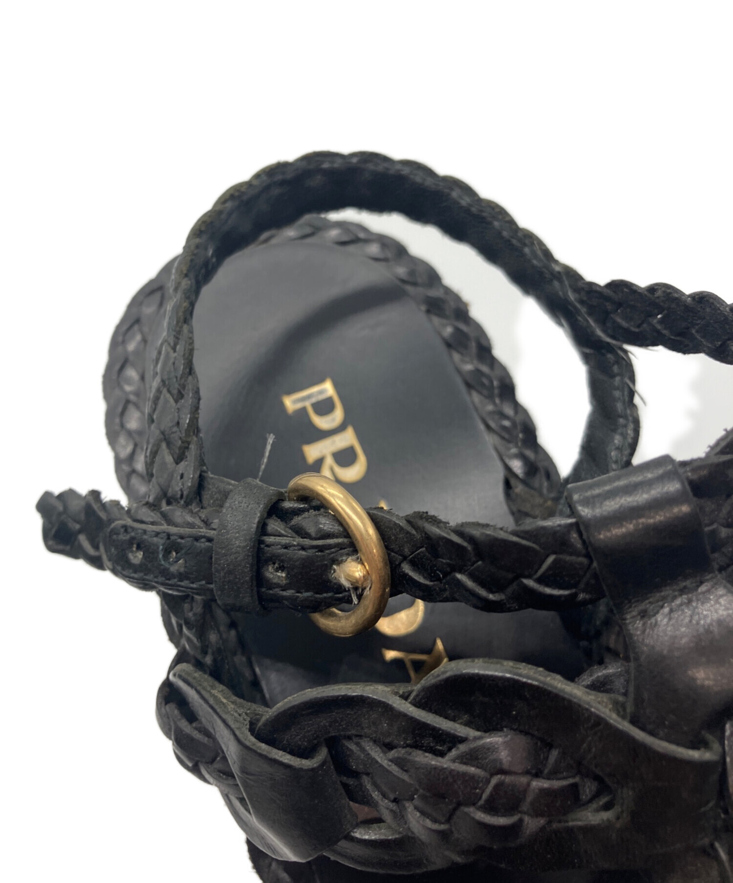 中古・古着通販】PRADA (プラダ) 編み込みレザーウェッジソール
