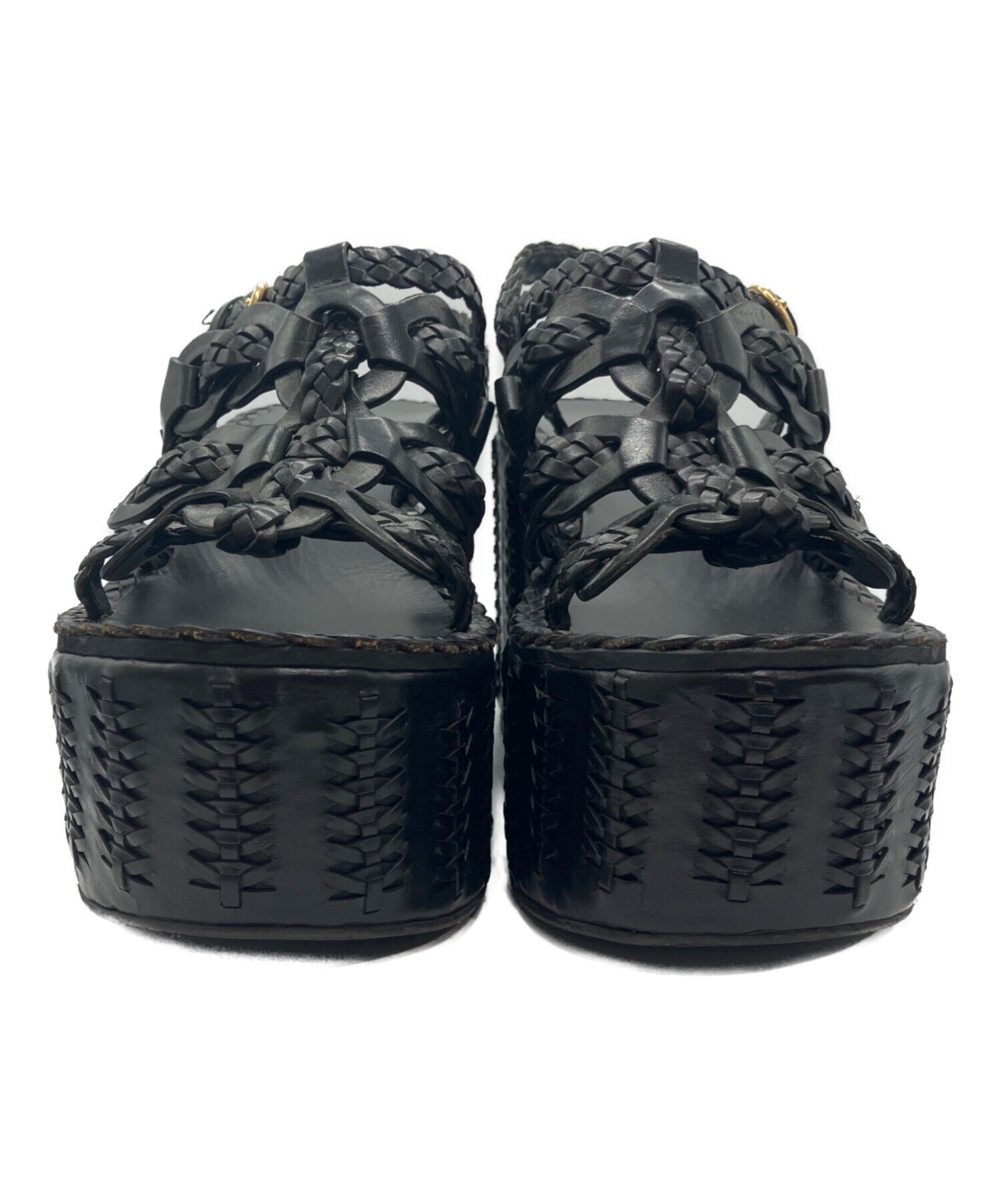 中古・古着通販】PRADA (プラダ) 編み込みレザーウェッジソール