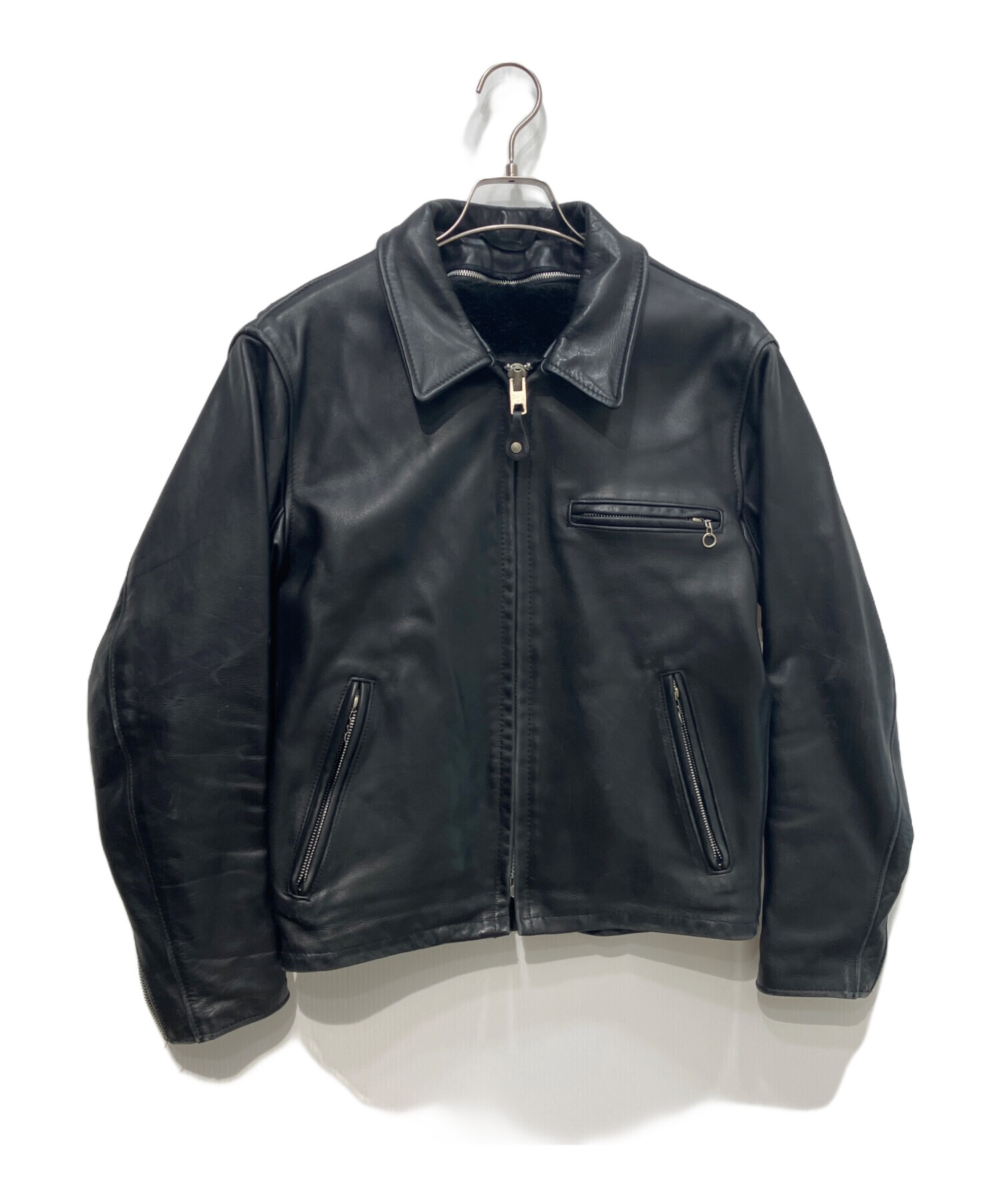 38 Schott レザージャケット ブラック 38 古着 中古・古着通販】Schott (ショット) ライナー付ライダースジャケット