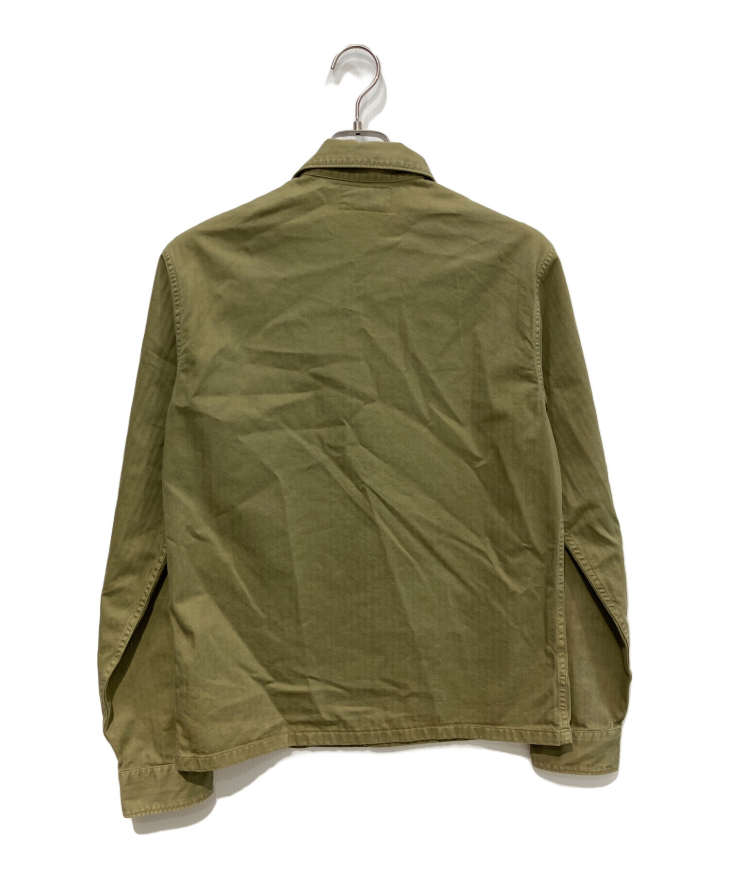 未使用品 ダブルアールエル ヘリンボーンツイル ミリタリーシャツ カーキ S 中古・古着通販】RRL (ダブルアールエル) ヘリンボーンミリタリー