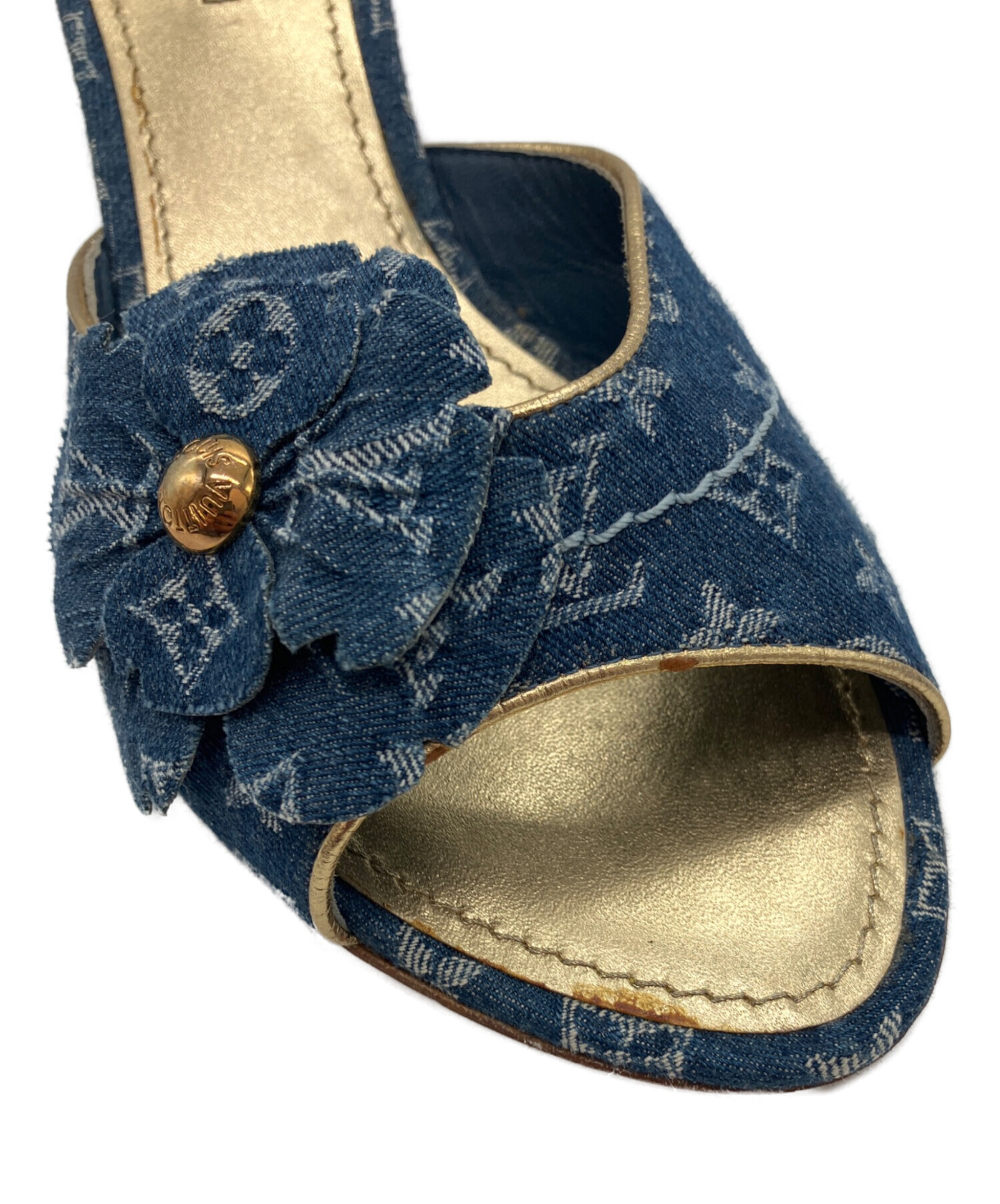 美品★LOUIS VUITTON モノグラム デニム ミュール サンダル 中古・古着通販】LOUIS VUITTON (ルイ ヴィトン) モノグラムデニム