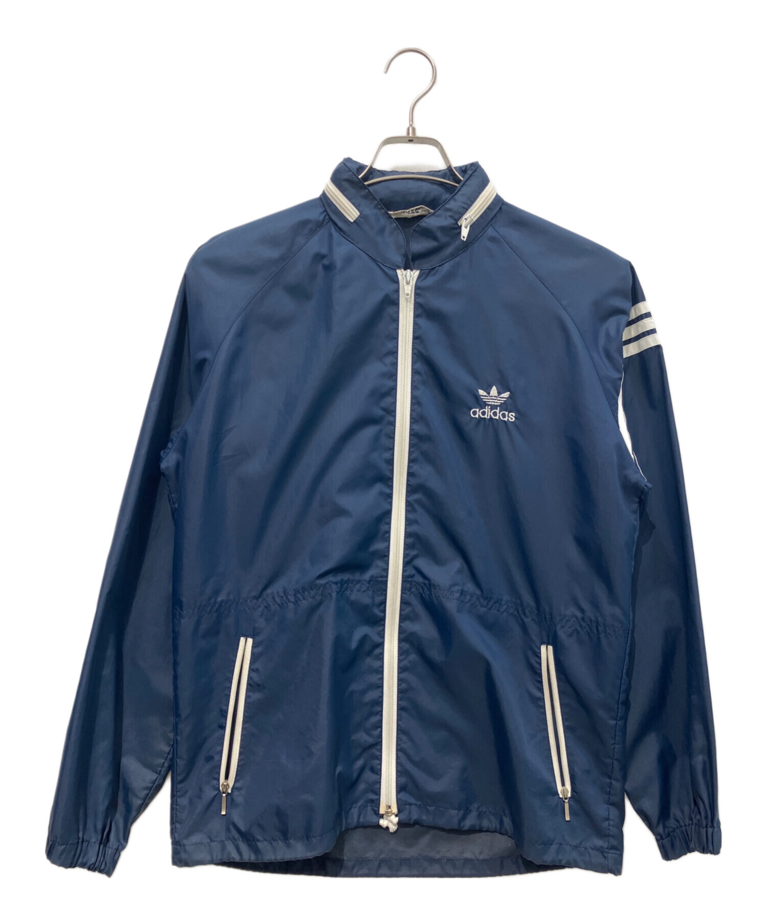 80s デサント製  レイヤード風 中綿ジャケット O 紺×灰 中古・古着通販】adidas (アディダス) ナイロンジャケット デサント期