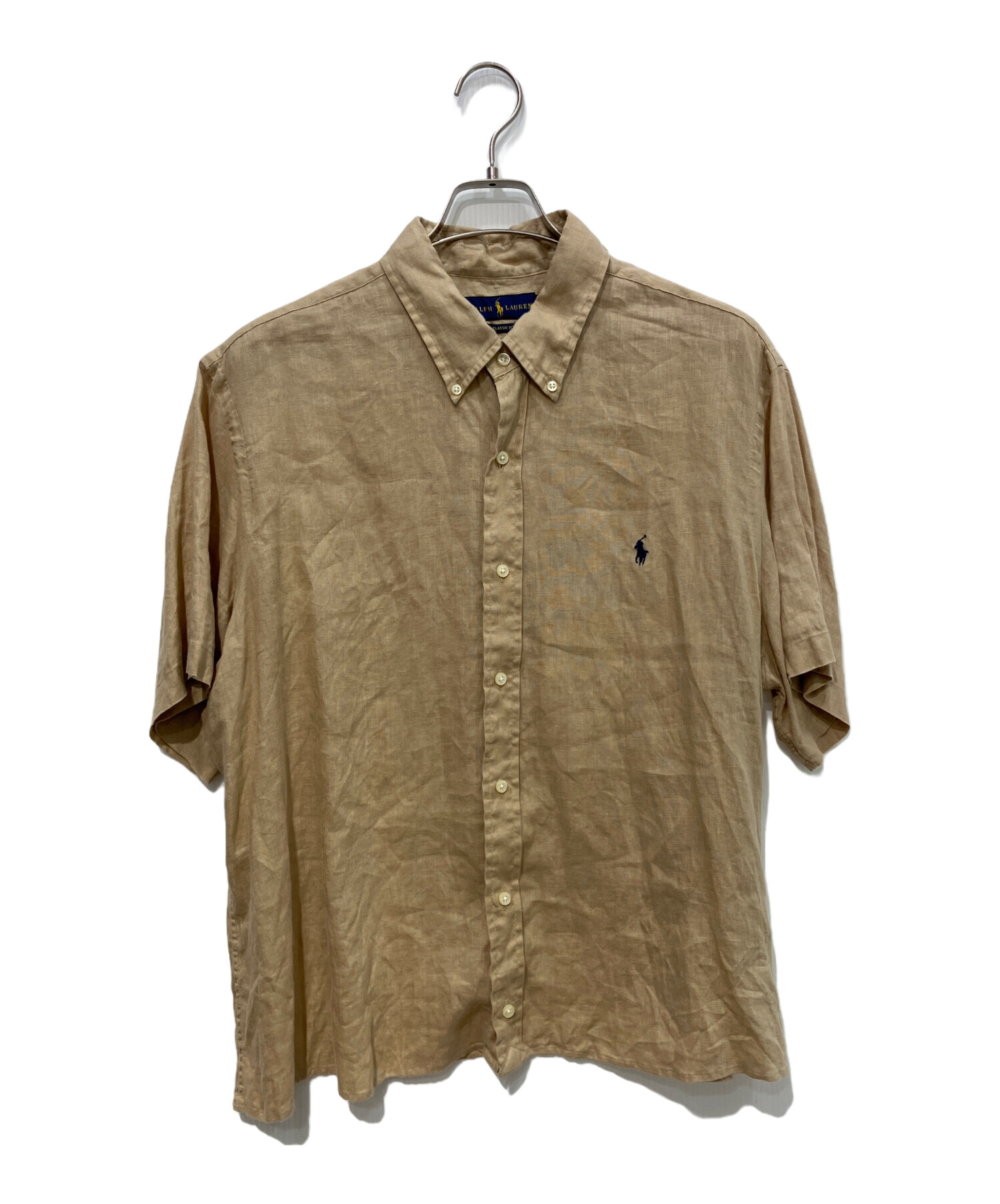 RALPH LAUREN ラルフローレン ボタンダウン シルクリネンシャツ ベージュ(メンズ L)中古 古着 Y5497 中古・古着通販】RALPH LAUREN (ラルフローレン) ボタンダウンシャツ