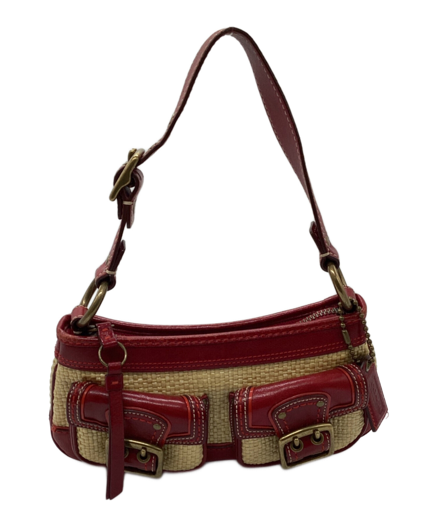 中古・古着通販】COACH (コーチ) ストローレザーワンショルダーバッグ