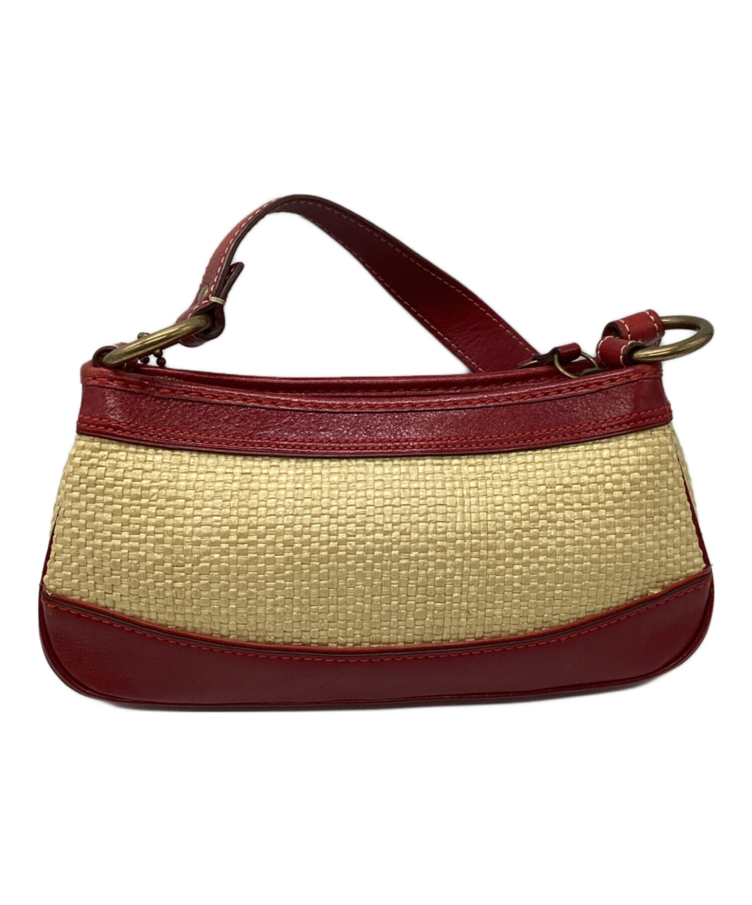 中古・古着通販】COACH (コーチ) ストローレザーワンショルダーバッグ
