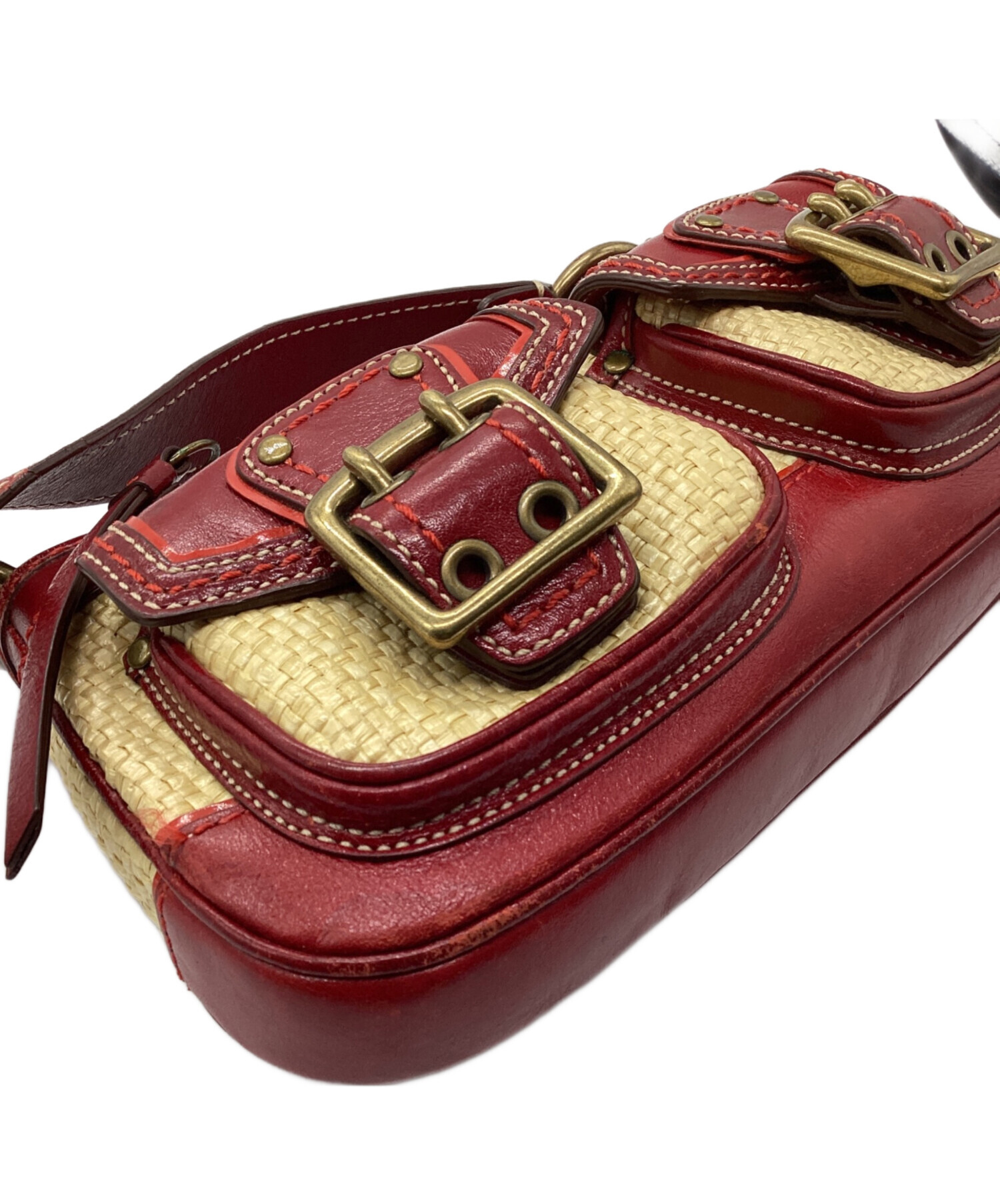 中古・古着通販】COACH (コーチ) ストローレザーワンショルダーバッグ