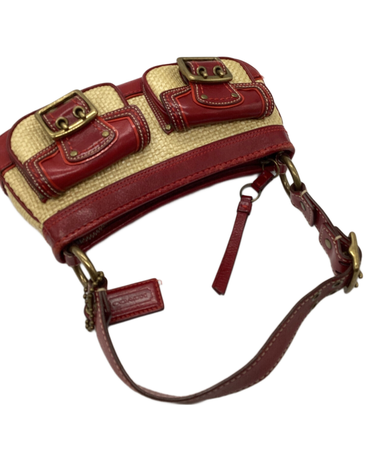 中古・古着通販】COACH (コーチ) ストローレザーワンショルダーバッグ