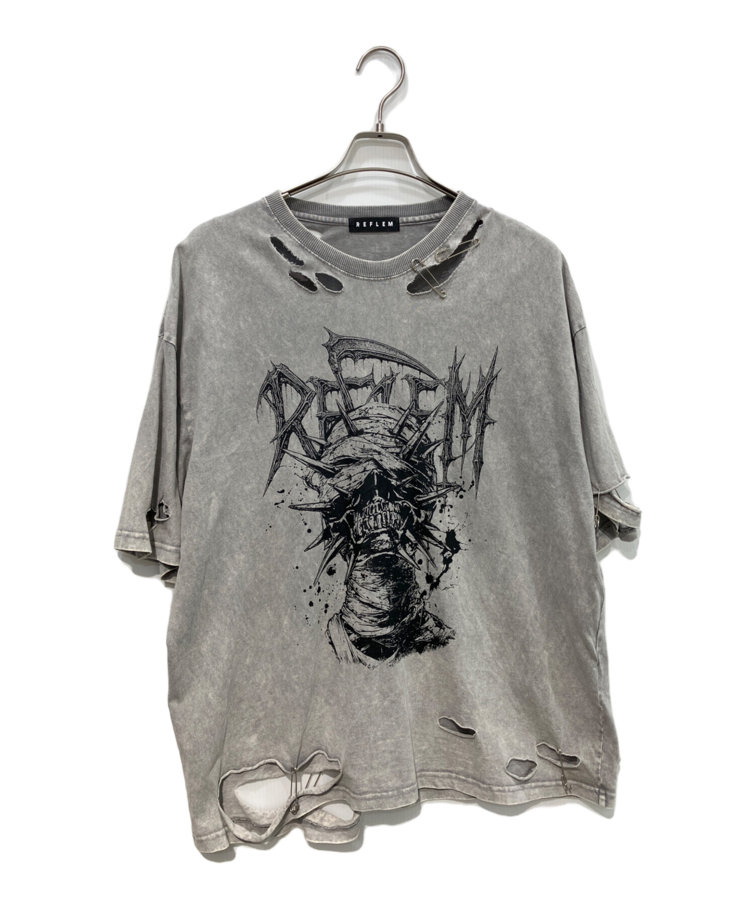 中古・古着通販】REFLEM (レフレム) 安全ピン付きダメージTシャツ