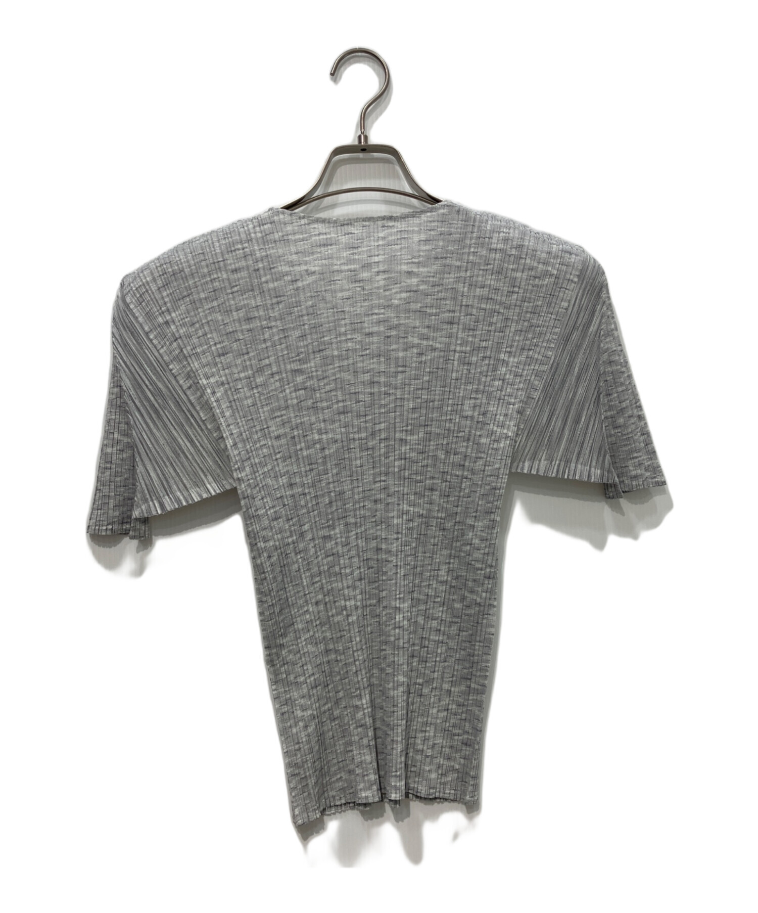 美品　プリーツプリーズ　カットソー　クルーネック　絞り袖　グレー　3 中古・古着通販】PLEATS PLEASE (プリーツプリーズ) プリーツ