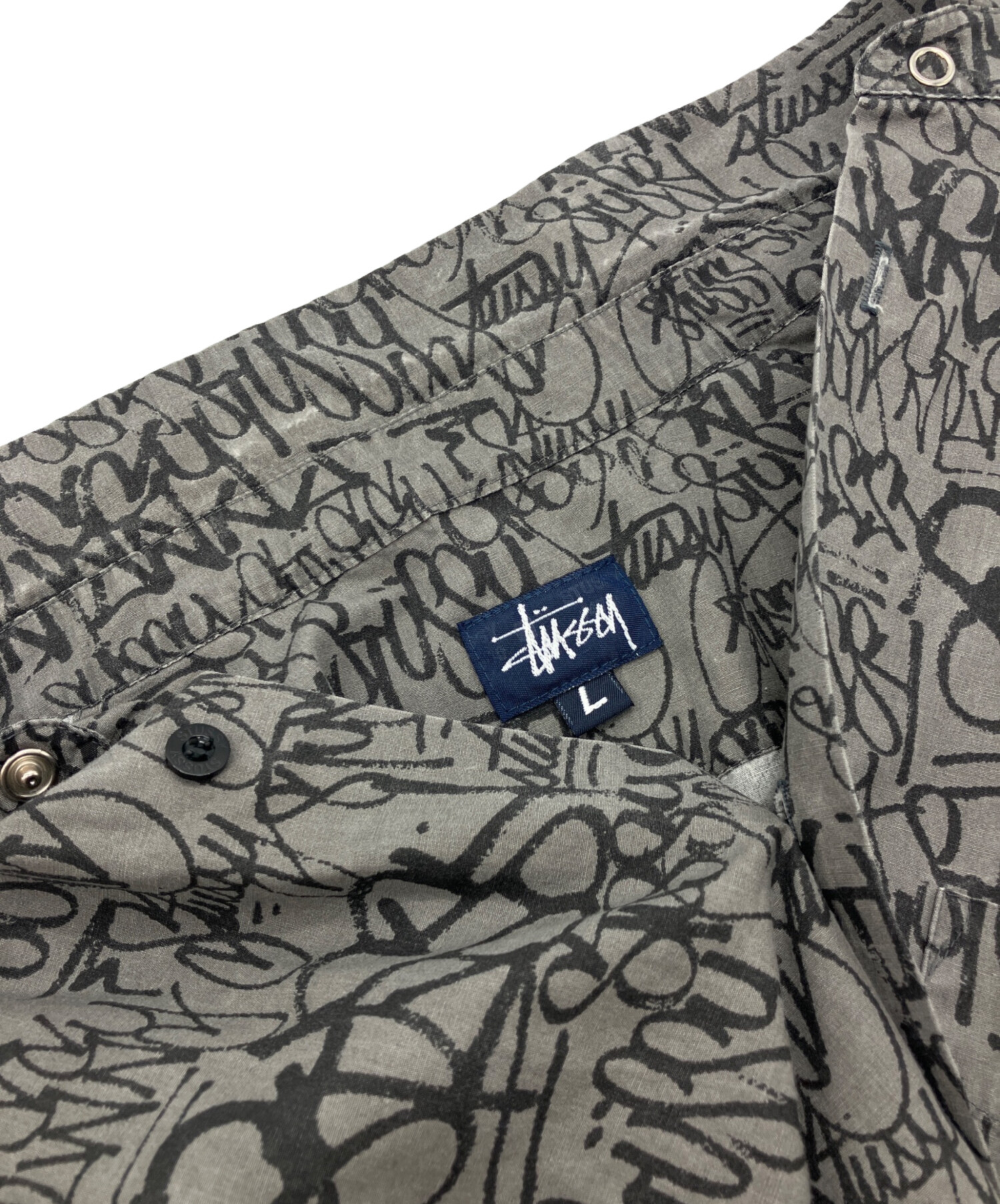 stussy 総柄シャツ Lサイズ 紺タグ 90s 薄ピンク系配色 stussy 総柄シャツ Lサイズ 紺タグ 90s 薄ピンク系配色 stussy 総柄