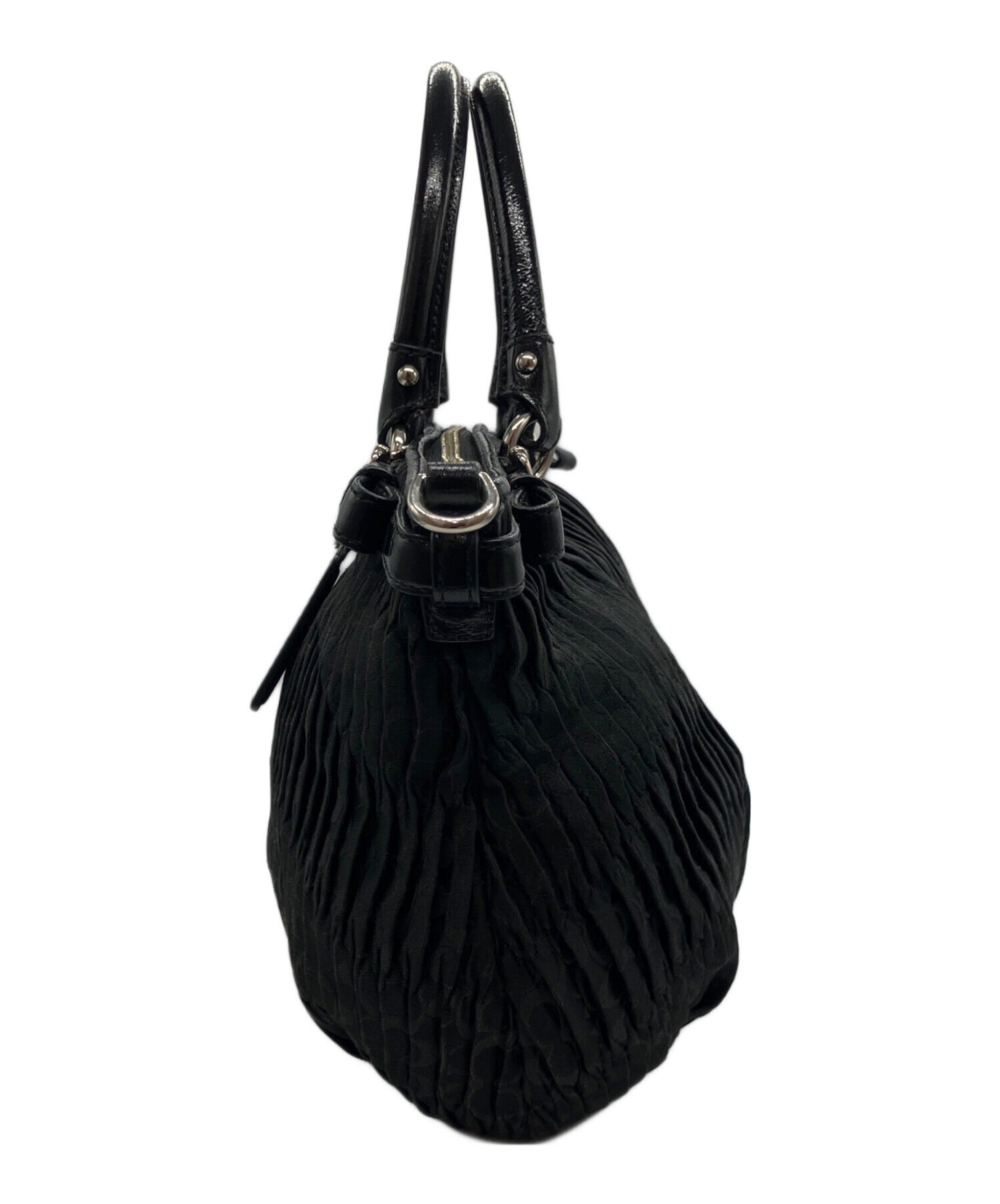 【極美品】コーチマディソン 2WAYレザーバッグ 黒パープル裏地 F15444 中古・古着通販】COACH (コーチ) マディソン ギャザード 2wayバッグ