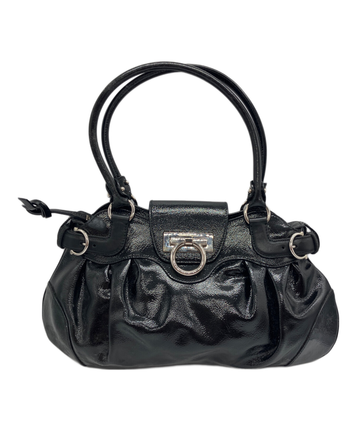 希少✨フェラガモ　ガンチーニ ハンドバッグ パテント レザー 中古・古着通販】Salvatore Ferragamo (サルヴァトーレ フェラガモ