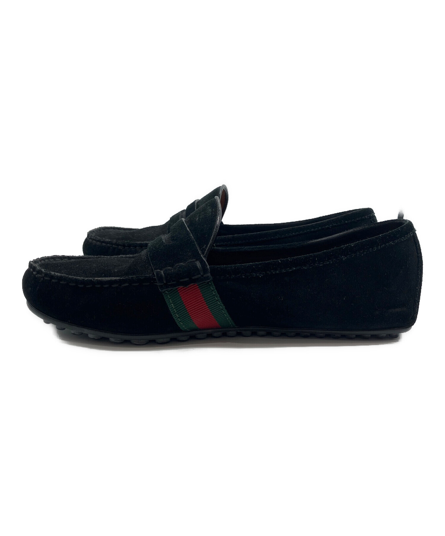 GUCCI ドライビングシューズ シェリーライン レザー 27.5 ブラック 中古・古着通販】GUCCI (グッチ) シェリーラインドライビングシューズ