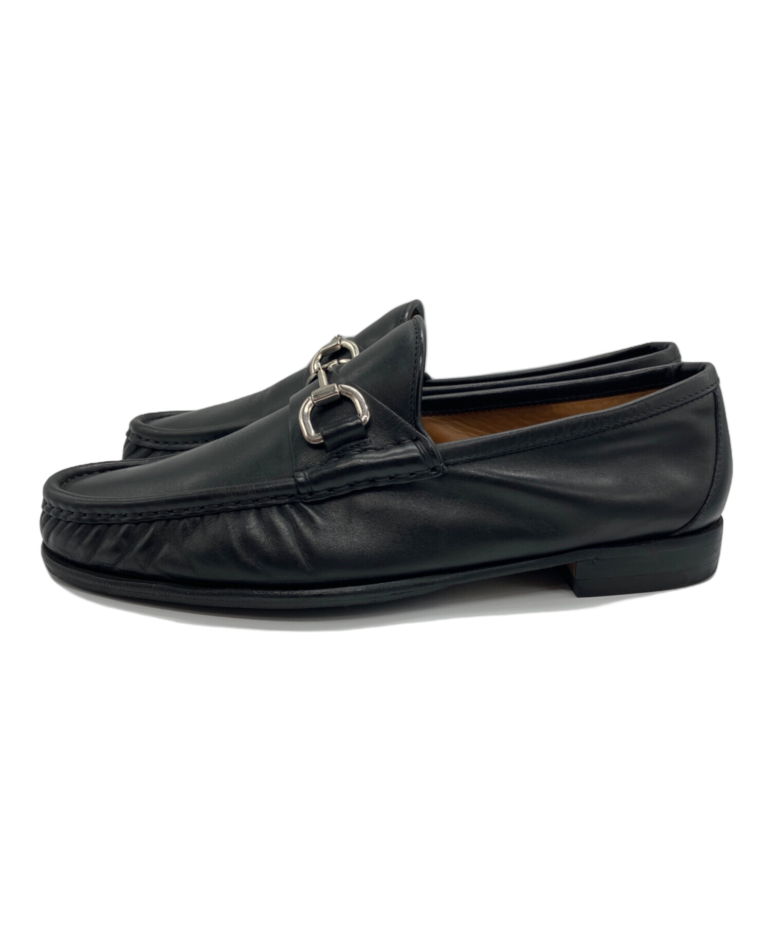 中古・古着通販】GUCCI (グッチ) ホースビットローファー ブラック