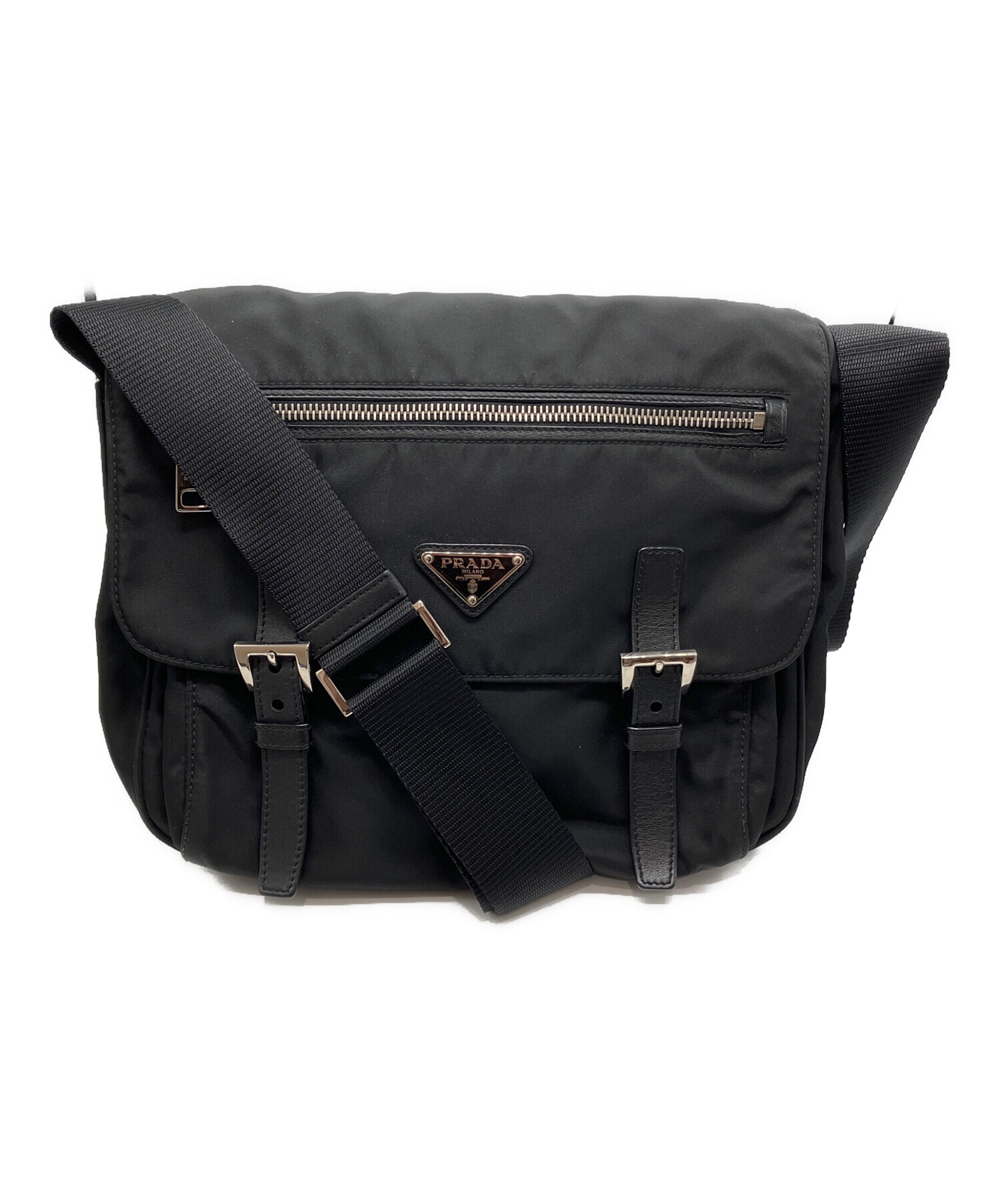 中古・古着通販】PRADA (プラダ) ナイロンショルダーバッグ ブラック