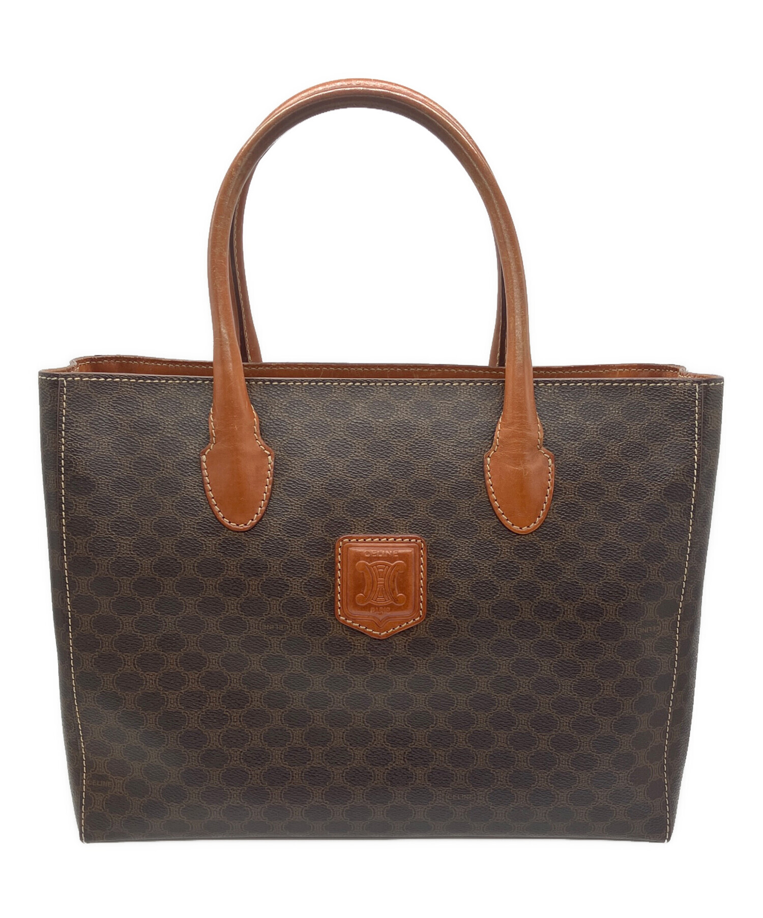 中古・古着通販】CELINE (セリーヌ) マカダム ハンドバッグ ブラウン