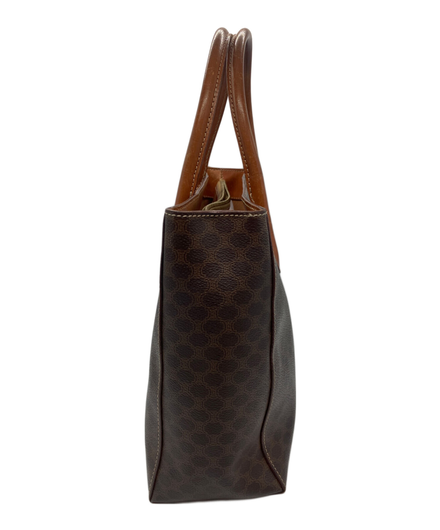 中古・古着通販】CELINE (セリーヌ) マカダム ハンドバッグ ブラウン