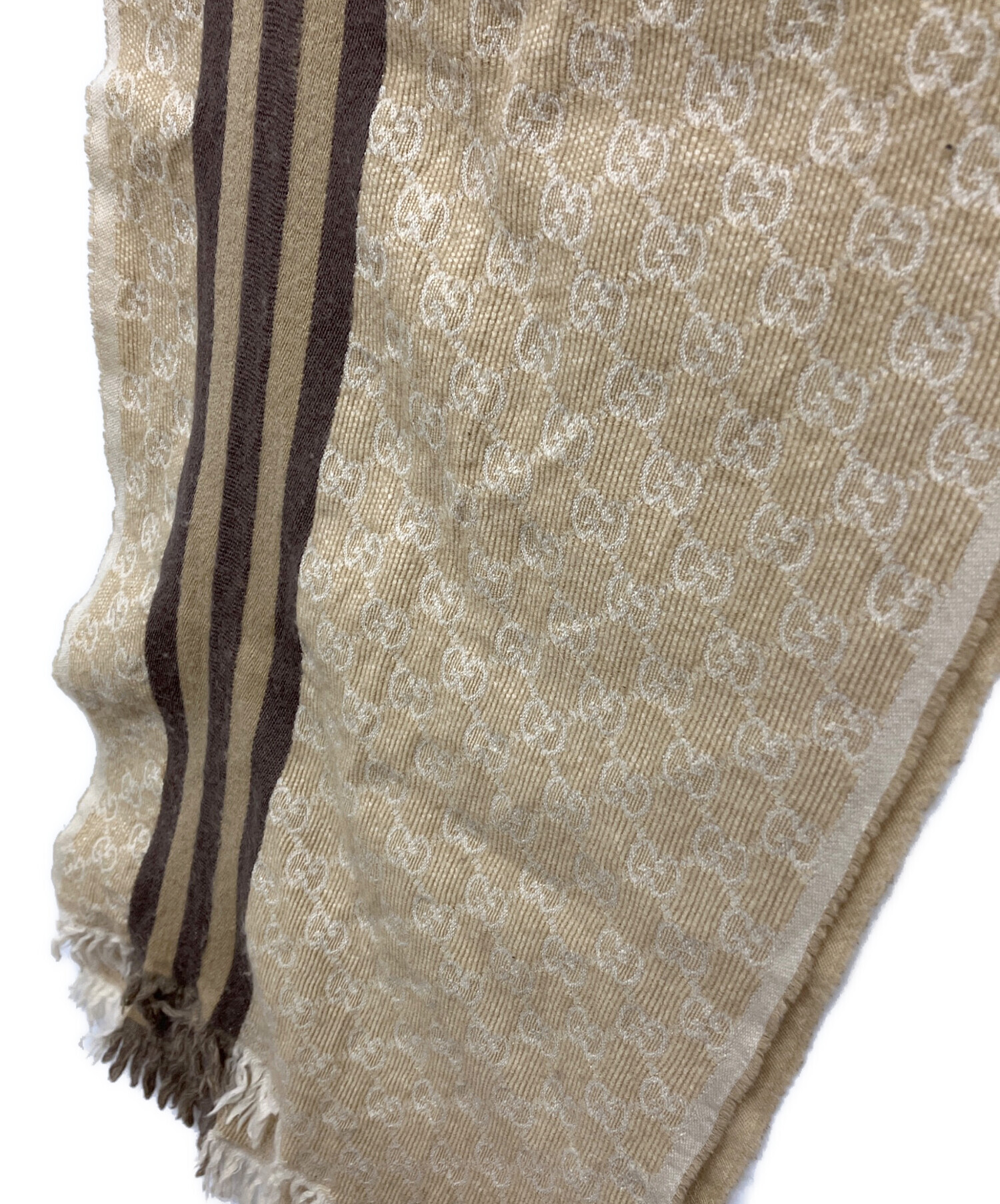 中古・古着通販】GUCCI (グッチ) GGベルトデザインストール ベージュ
