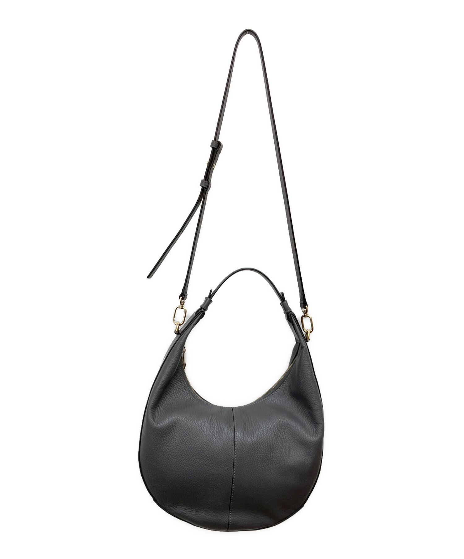 【極美品】フルラ　ホーボー　2way バッグ　ロゴ　ゴールド金具　レザー　グレー 中古・古着通販】FURLA (フルラ) ホーボーバッグ グレー｜ブランド