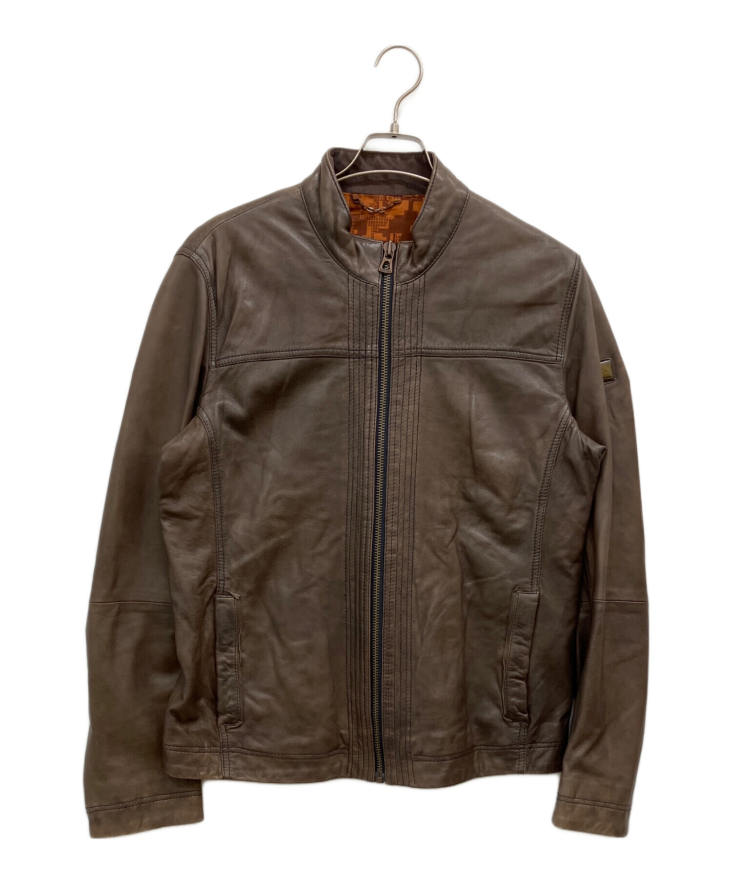 美品■HUGO BOSS ライダースジャケット　羊革　ブラウン　46 中古・古着通販】BOSS HUGO BOSS (ボス ヒューゴボス) レザー