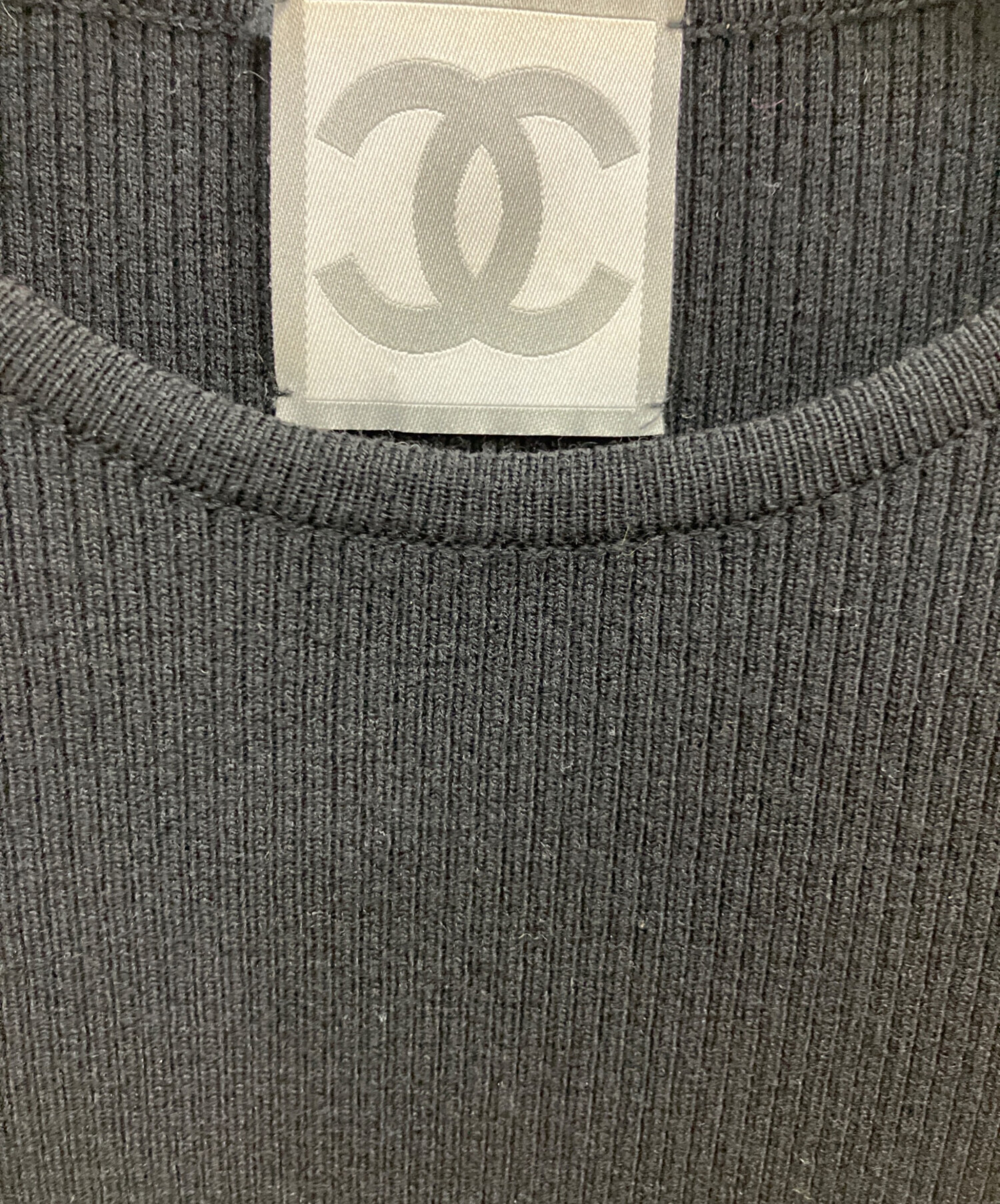中古・古着通販】CHANEL (シャネル) 半袖ニット ブラック サイズ:38