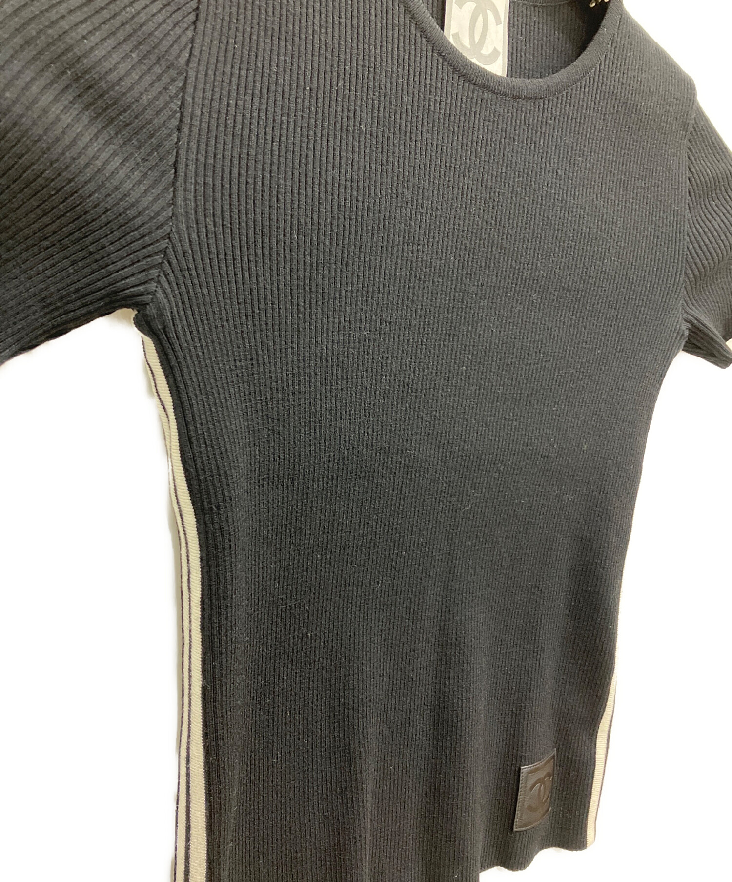 中古・古着通販】CHANEL (シャネル) 半袖ニット ブラック サイズ:38