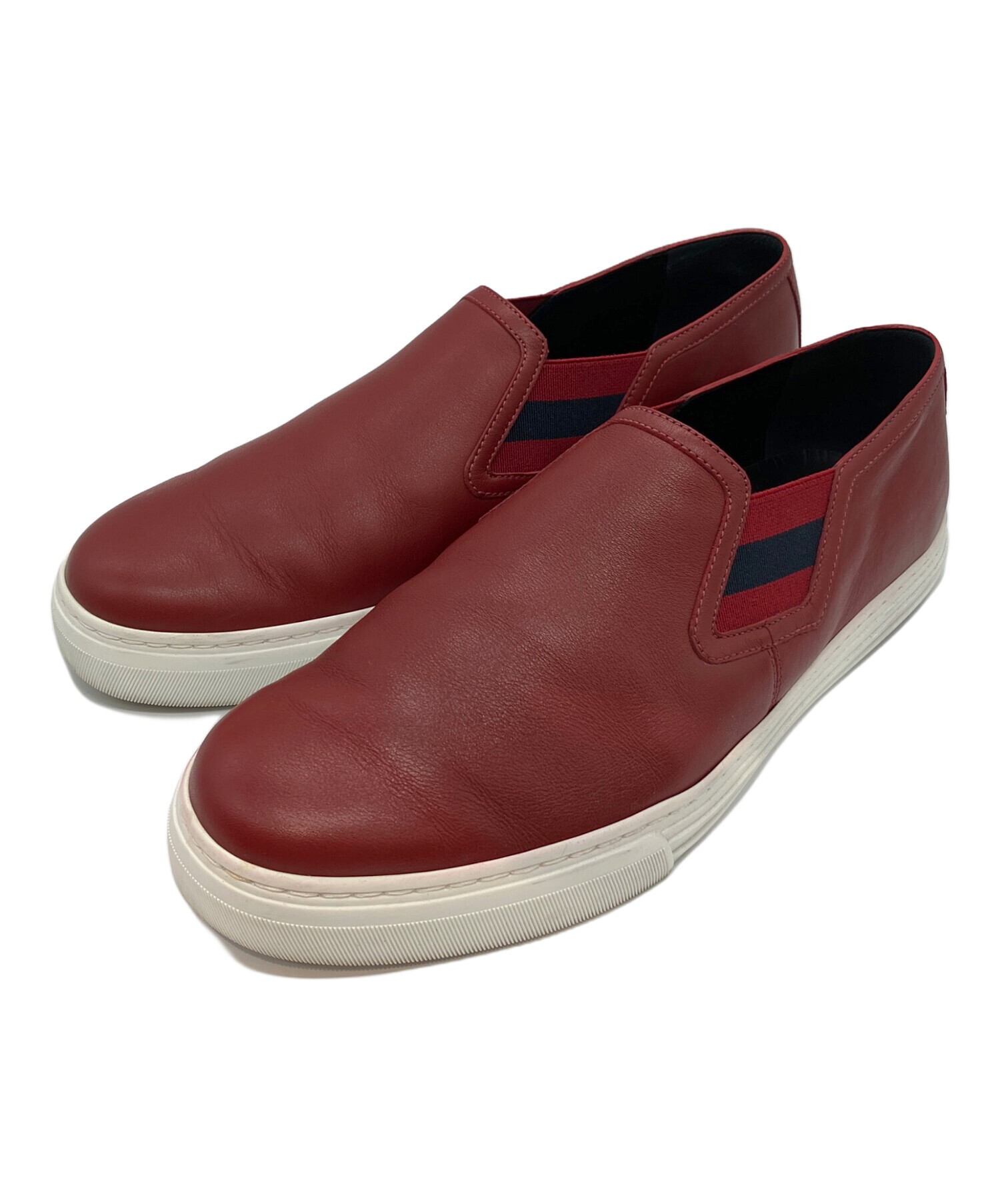 中古・古着通販】GUCCI (グッチ) スリッポン レッド サイズ:8 1/2