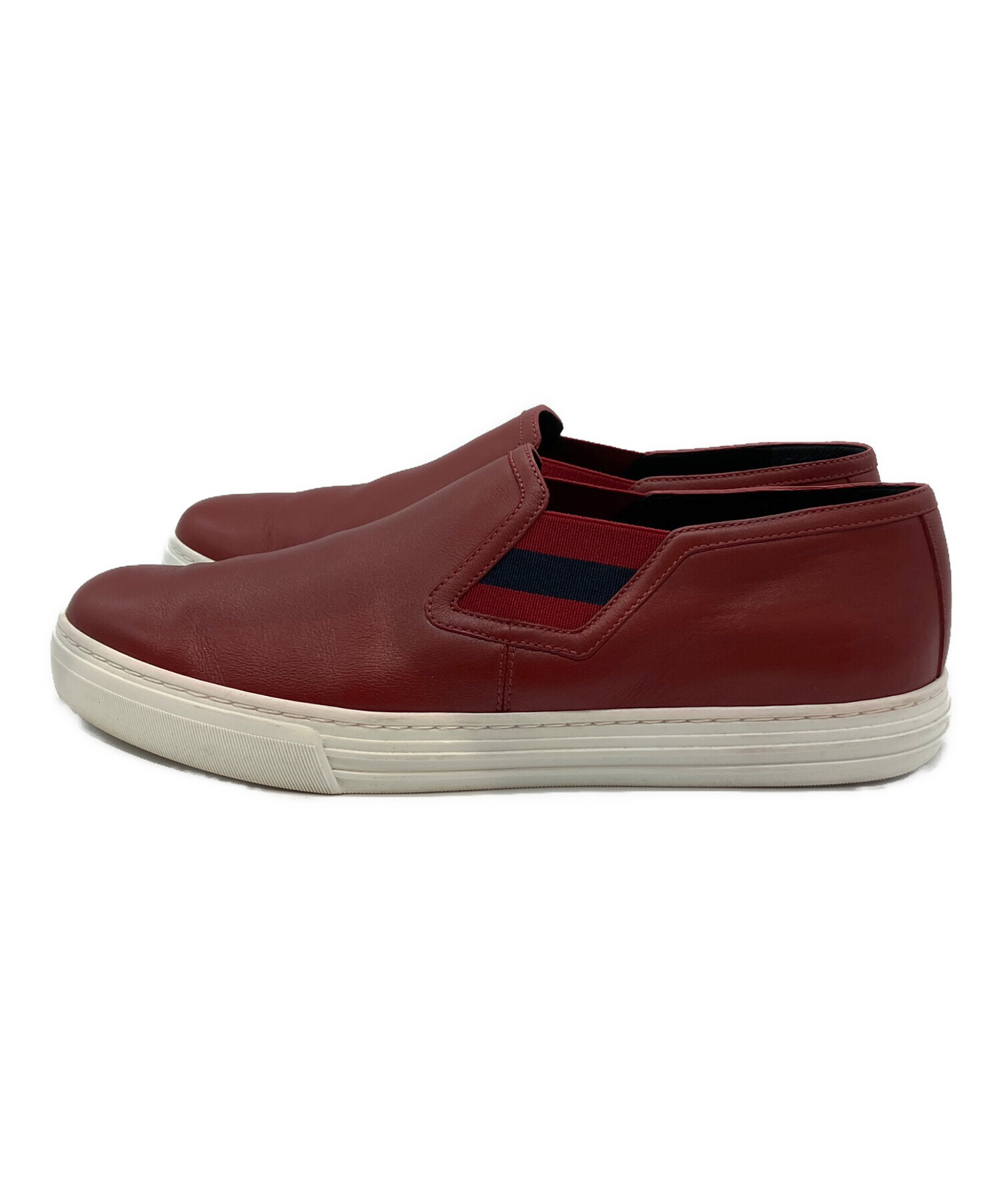 中古・古着通販】GUCCI (グッチ) スリッポン レッド サイズ:8 1/2