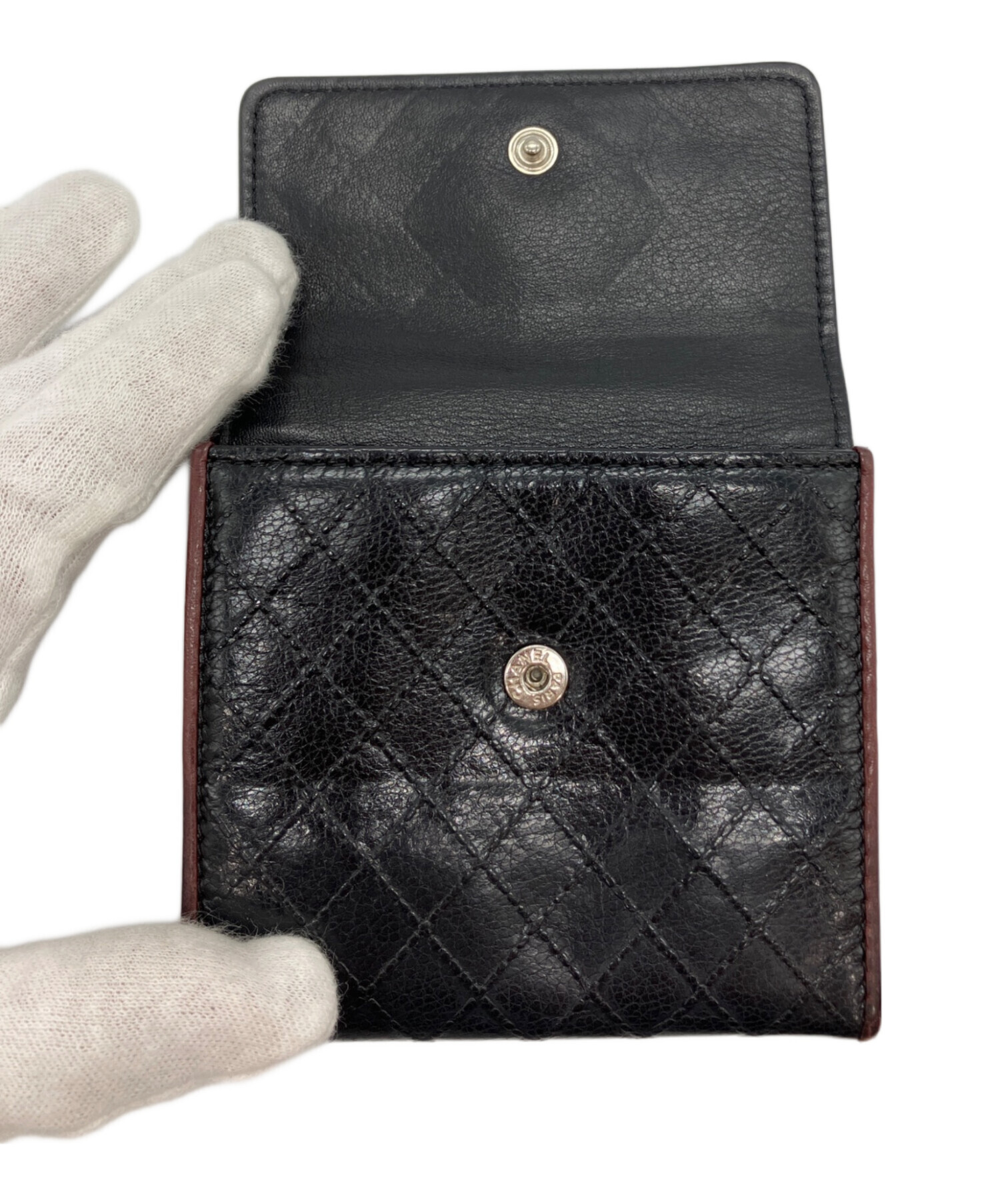 中古・古着通販】CHANEL (シャネル) ビコローレ/2つ折り財布 ブラック