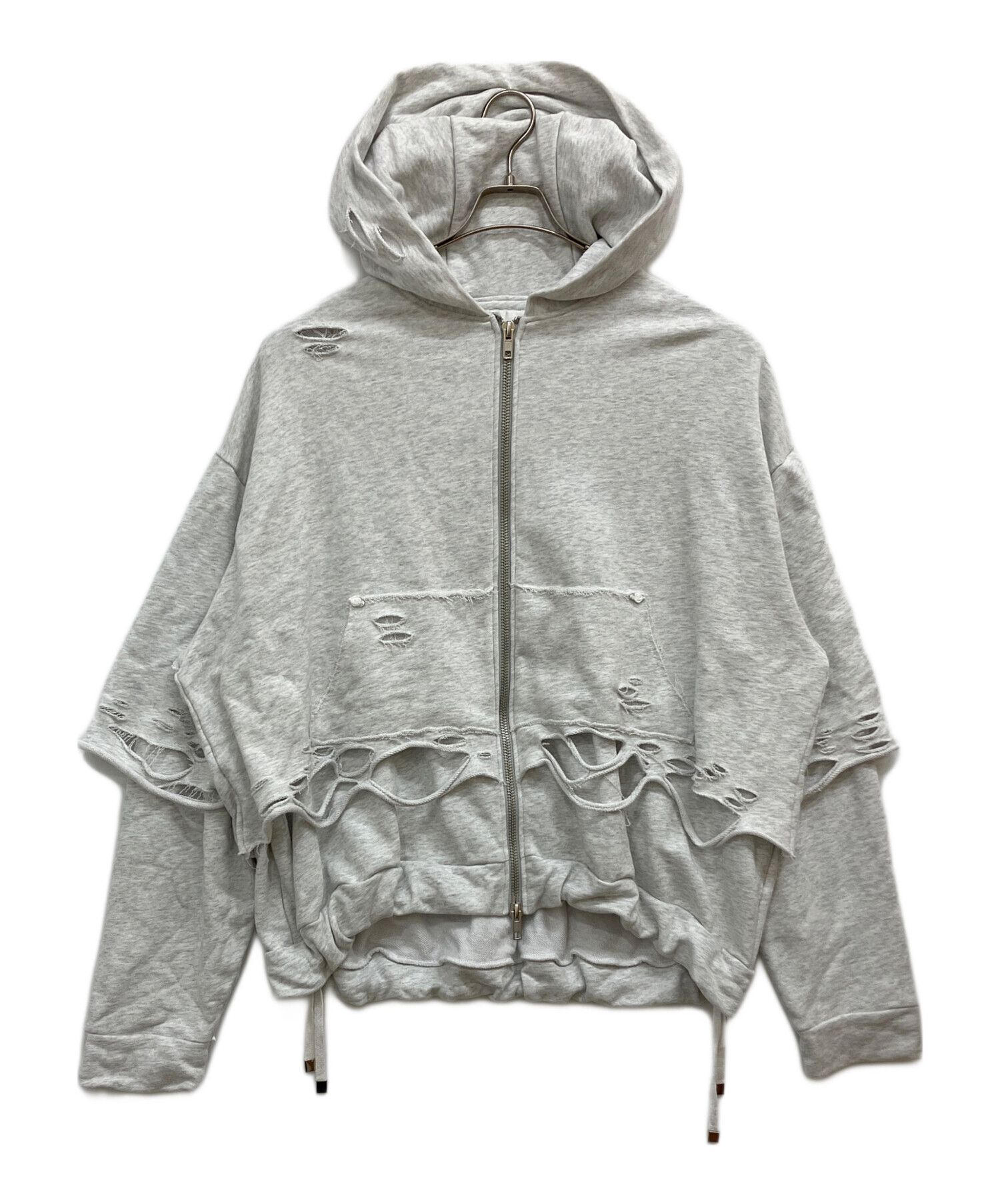中古・古着通販】neith tokyo (ネイス) Layered Crush Hoodie グレー