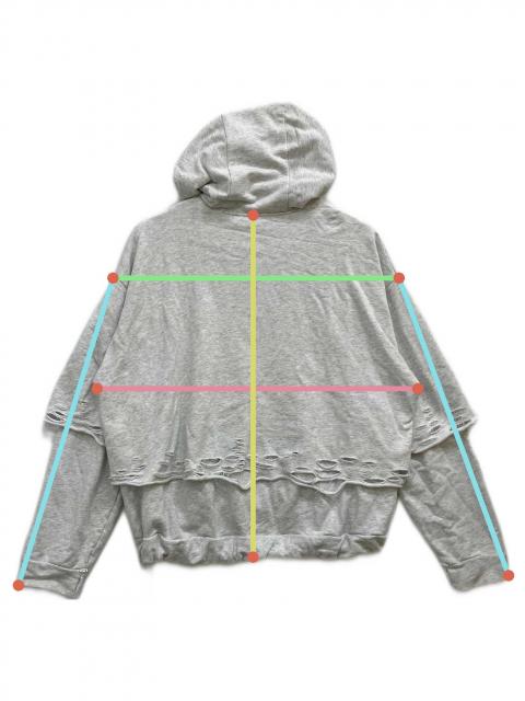 中古・古着通販】neith tokyo (ネイス) Layered Crush Hoodie グレー