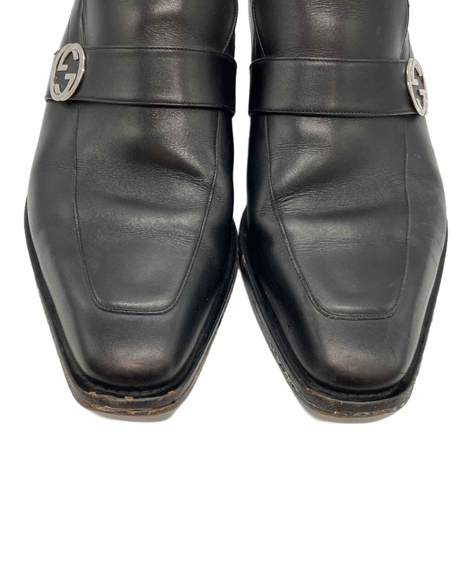 【GUCCI】グッチ スタッズ レザーシューズ ドレスシューズ ブラック 中古・古着通販】GUCCI (グッチ) ドレスシューズ ブラック サイズ:39