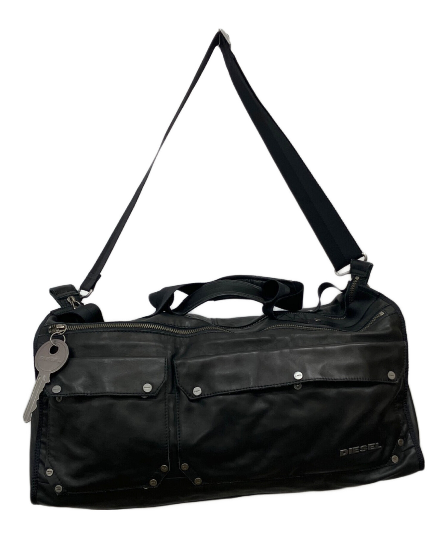 中古・古着通販】DIESEL (ディーゼル) レザーボストンバッグ ブラック
