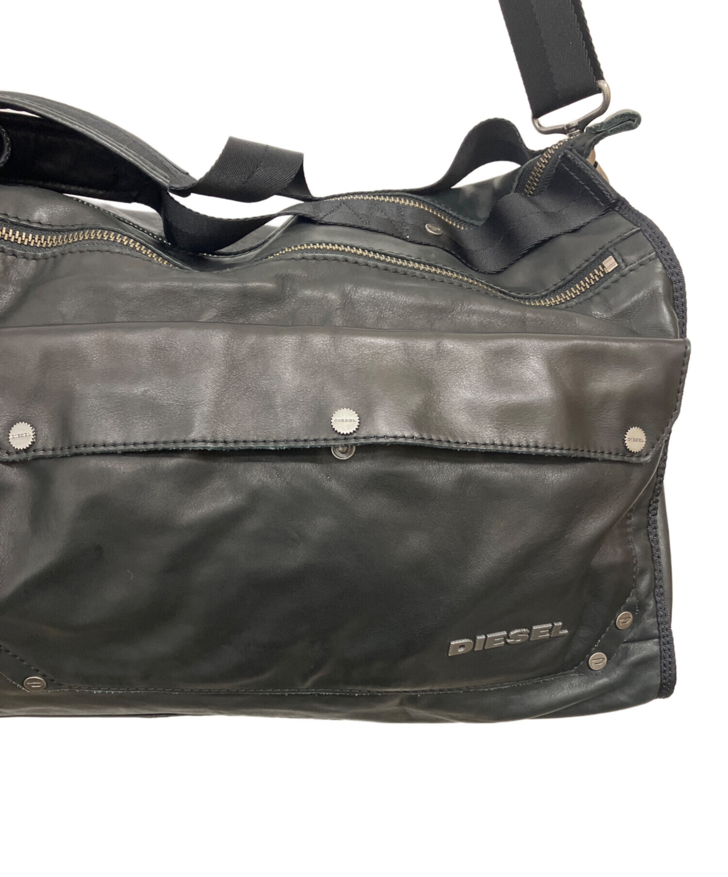 中古・古着通販】DIESEL (ディーゼル) レザーボストンバッグ ブラック