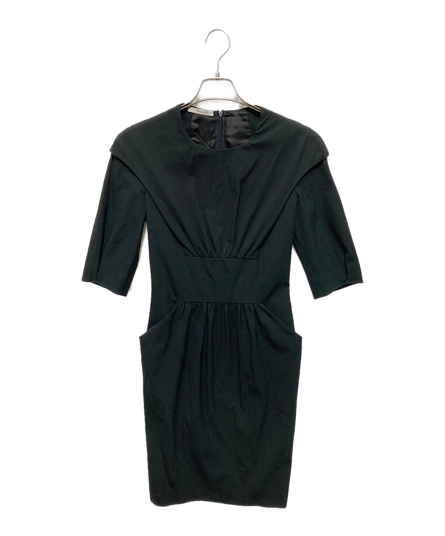 中古・古着通販】PRADA (プラダ) 半袖ワンピース ブラック サイズ:40