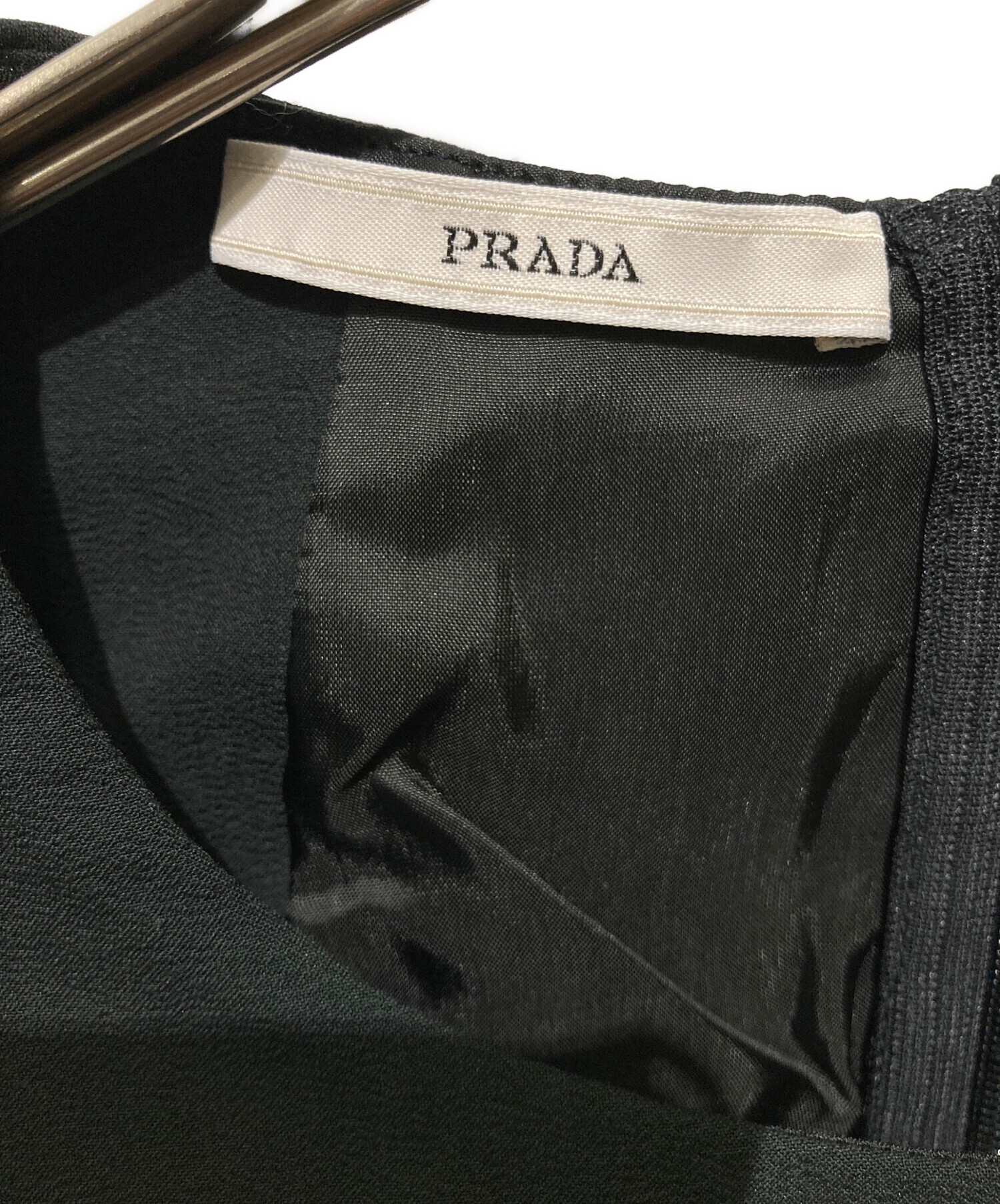 中古・古着通販】PRADA (プラダ) 半袖ワンピース ブラック サイズ:40