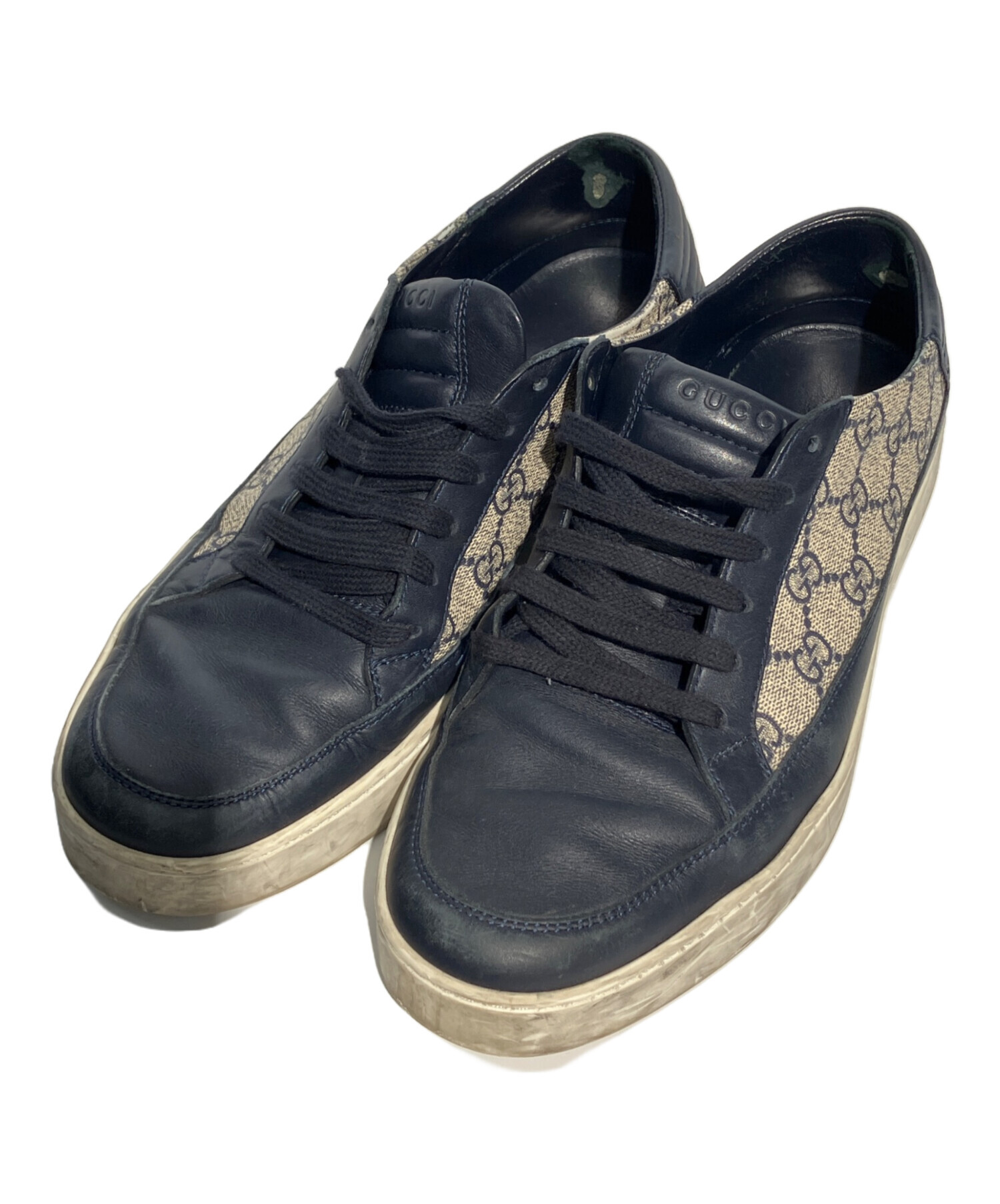 GUCCI GGパターン スニーカー ネイビー 中古・古着通販】GUCCI (グッチ) GGローカットスニーカー ネイビー
