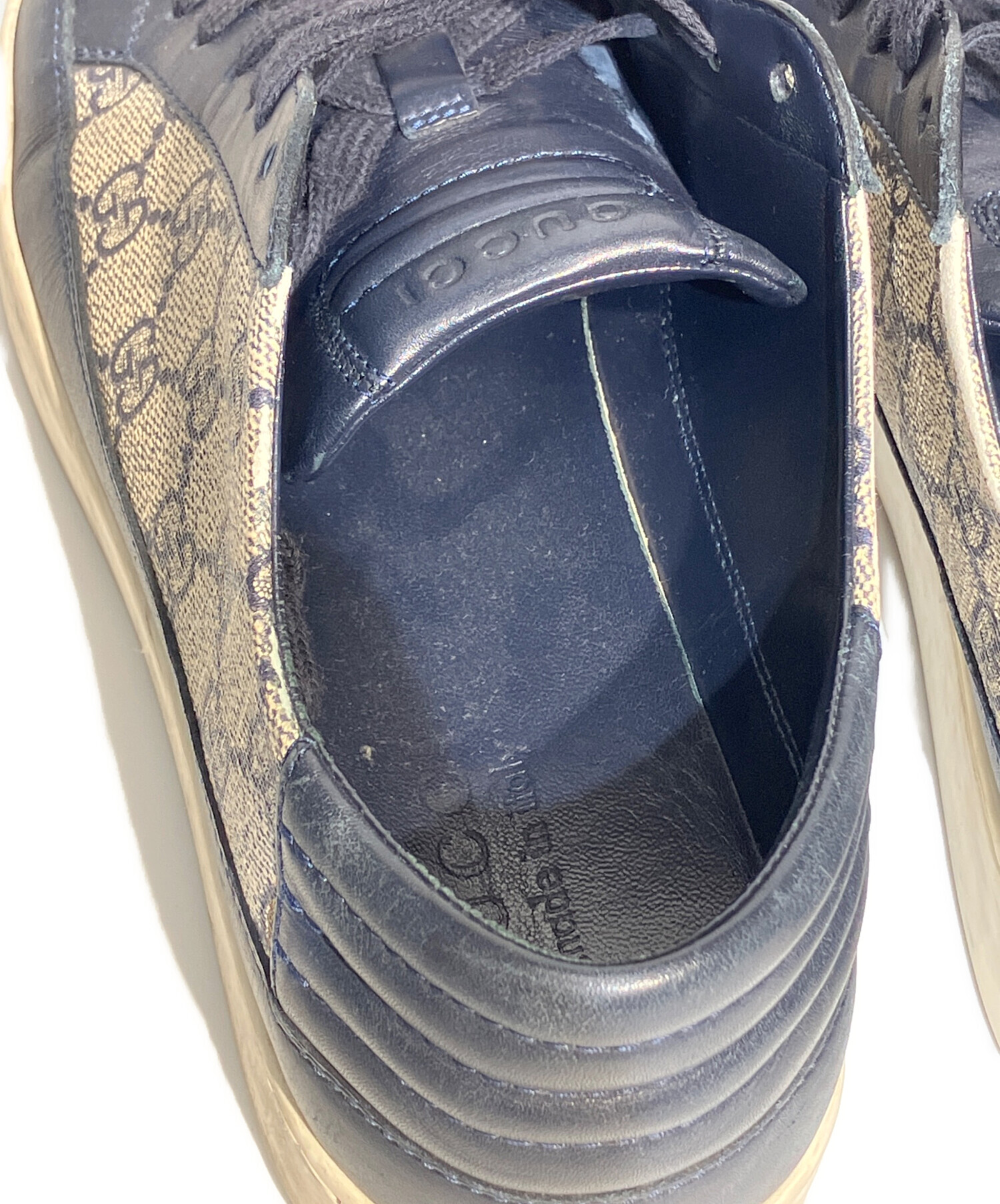 中古・古着通販】GUCCI (グッチ) GGローカットスニーカー ネイビー