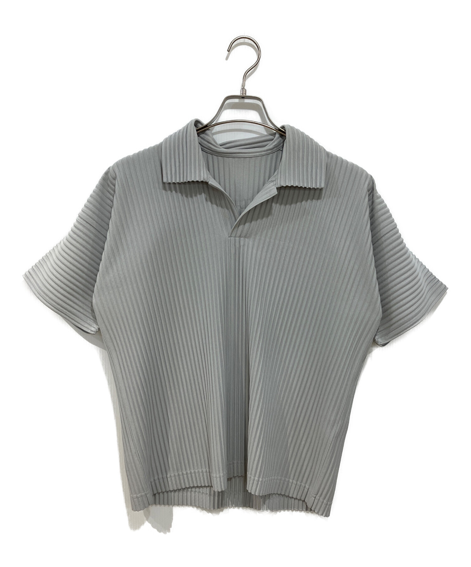 プリーツポロシャツ　オムプリッセイッセイミヤケ　サイズ2 黒 中古・古着通販】HOMME PLISSE ISSEY MIYAKE (オム プリッセ イッセイ
