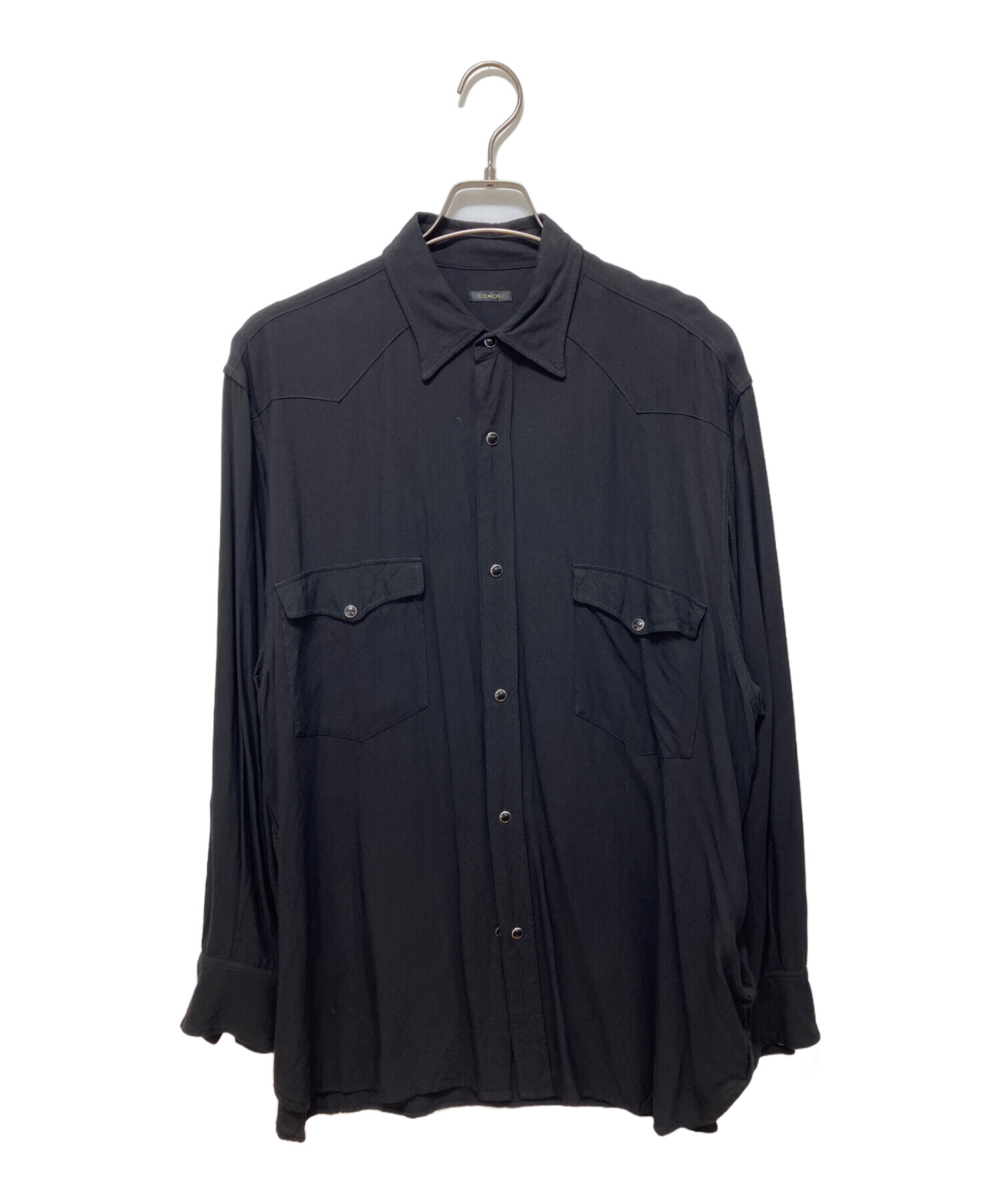 中古・古着通販】COMOLI (コモリ) レーヨン ウエスタンシャツ ブラック