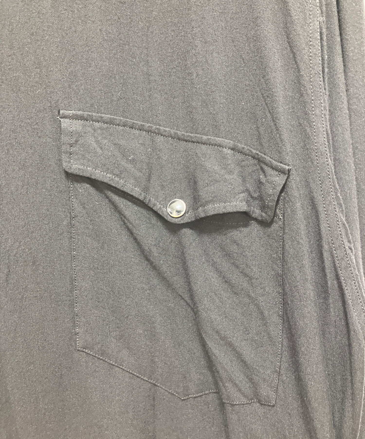 中古・古着通販】COMOLI (コモリ) レーヨン ウエスタンシャツ ブラック