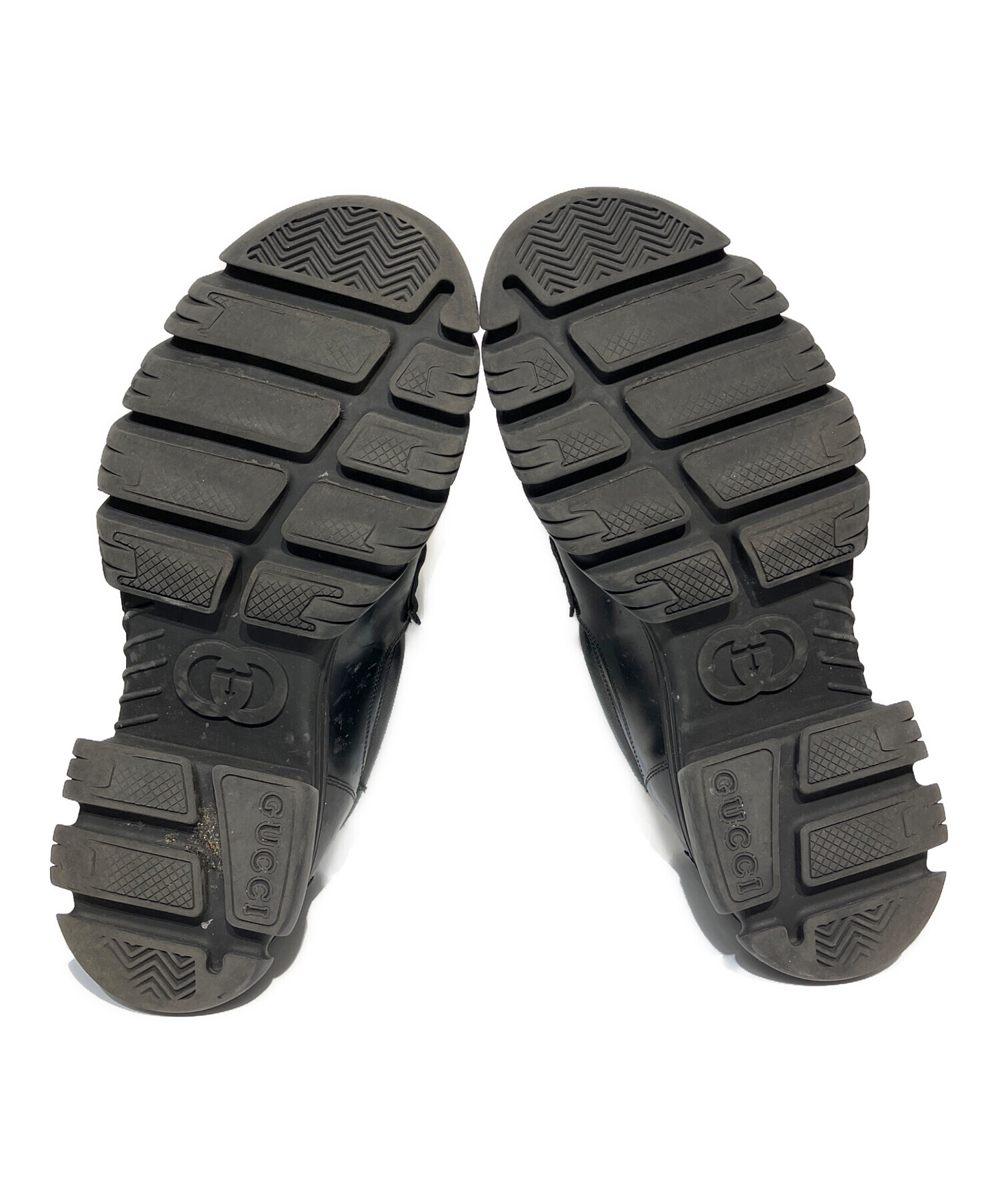 中古・古着通販】GUCCI (グッチ) 厚底ホースビットローファー ブラック