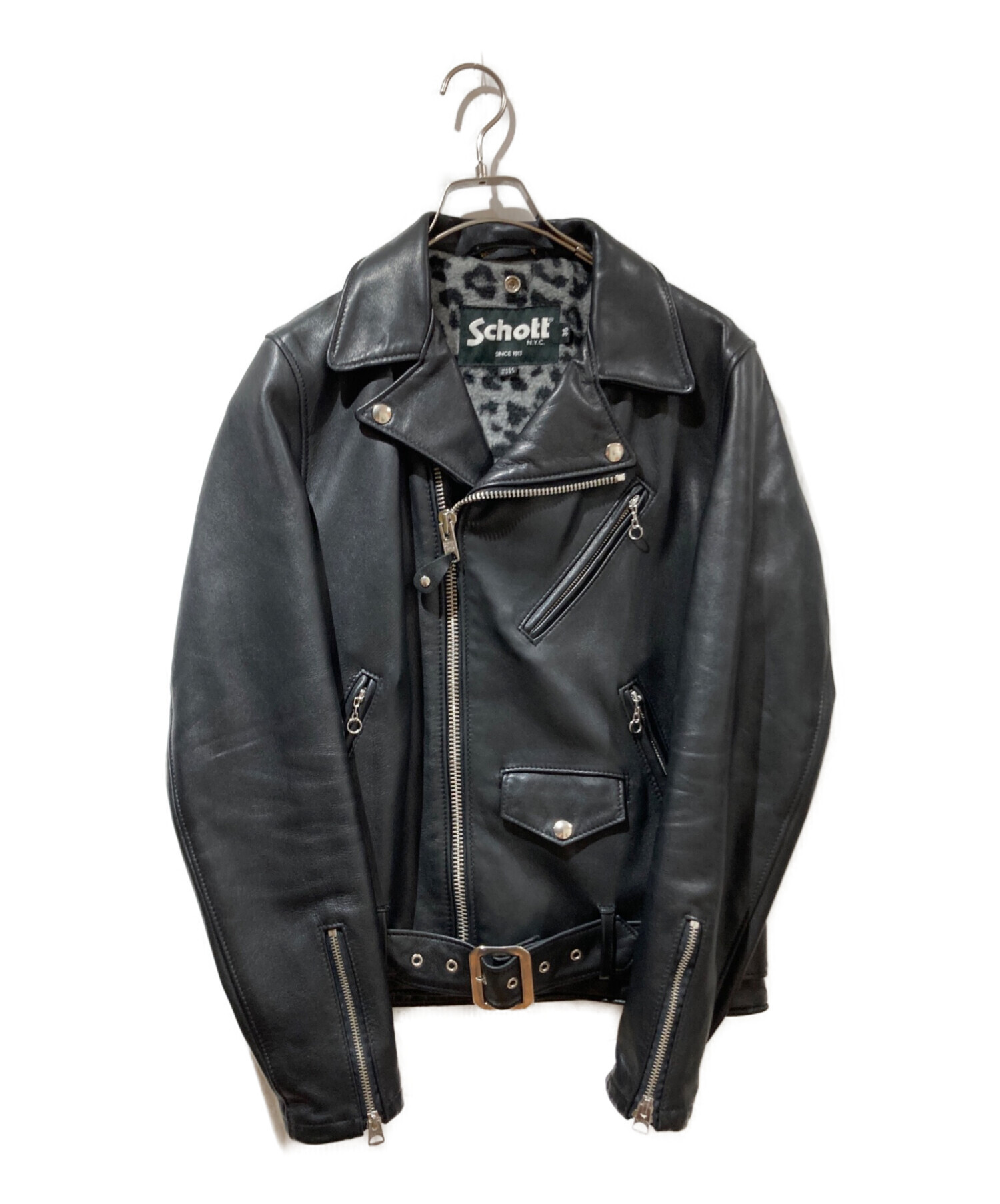 【特価】新品♥️タグ付 Schott レザーシャツジャケット ブラック 2XL 中古・古着通販】Schott (ショット) 203UST LEOPARD DOUBLE RIDERS
