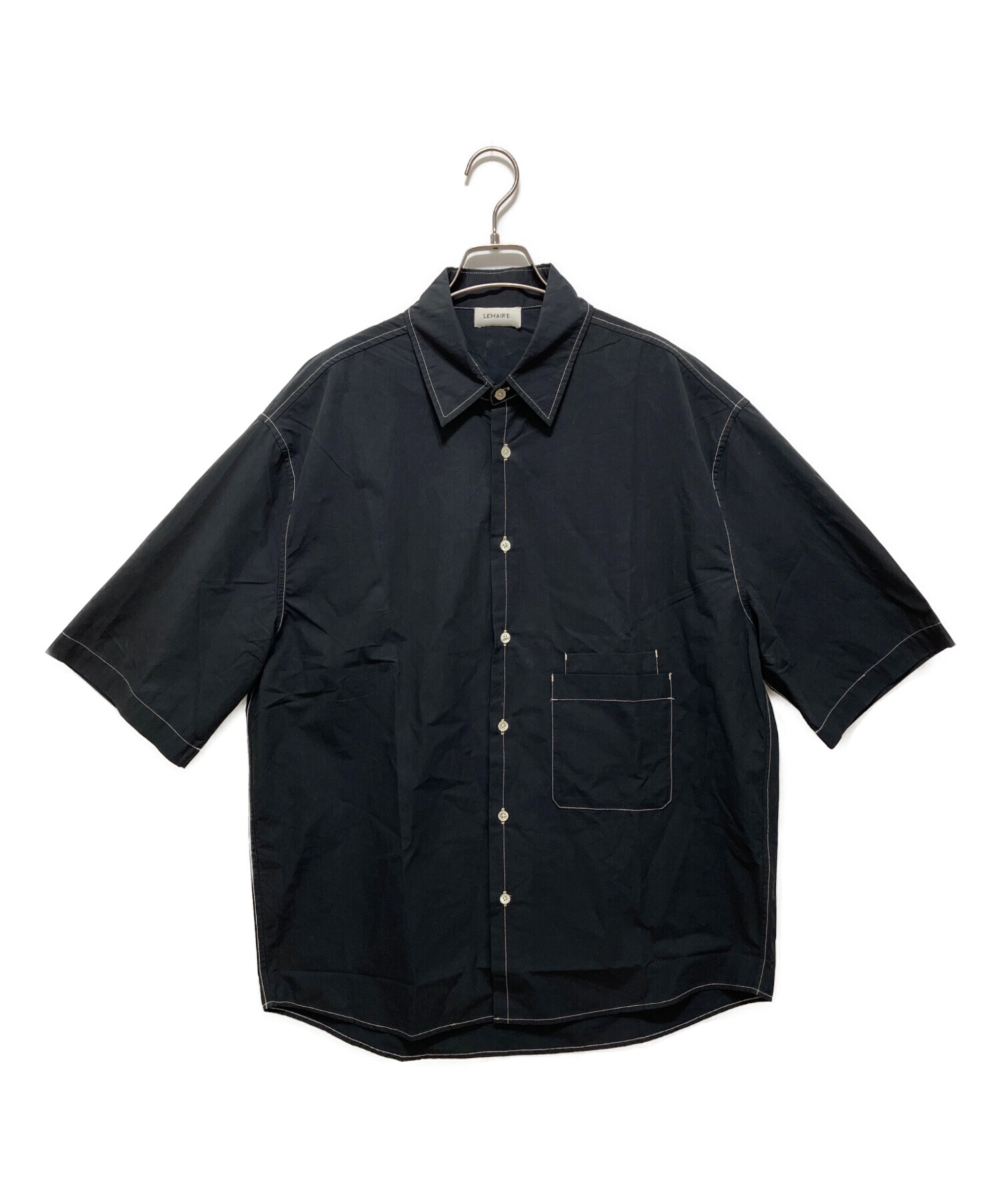 LEMAIRE ルメール オープンカラー 半袖シャツ ブラック 黒 サイズ50 中古・古着通販】LEMAIRE (ルメール) 半袖シャツ ブラック サイズ:46