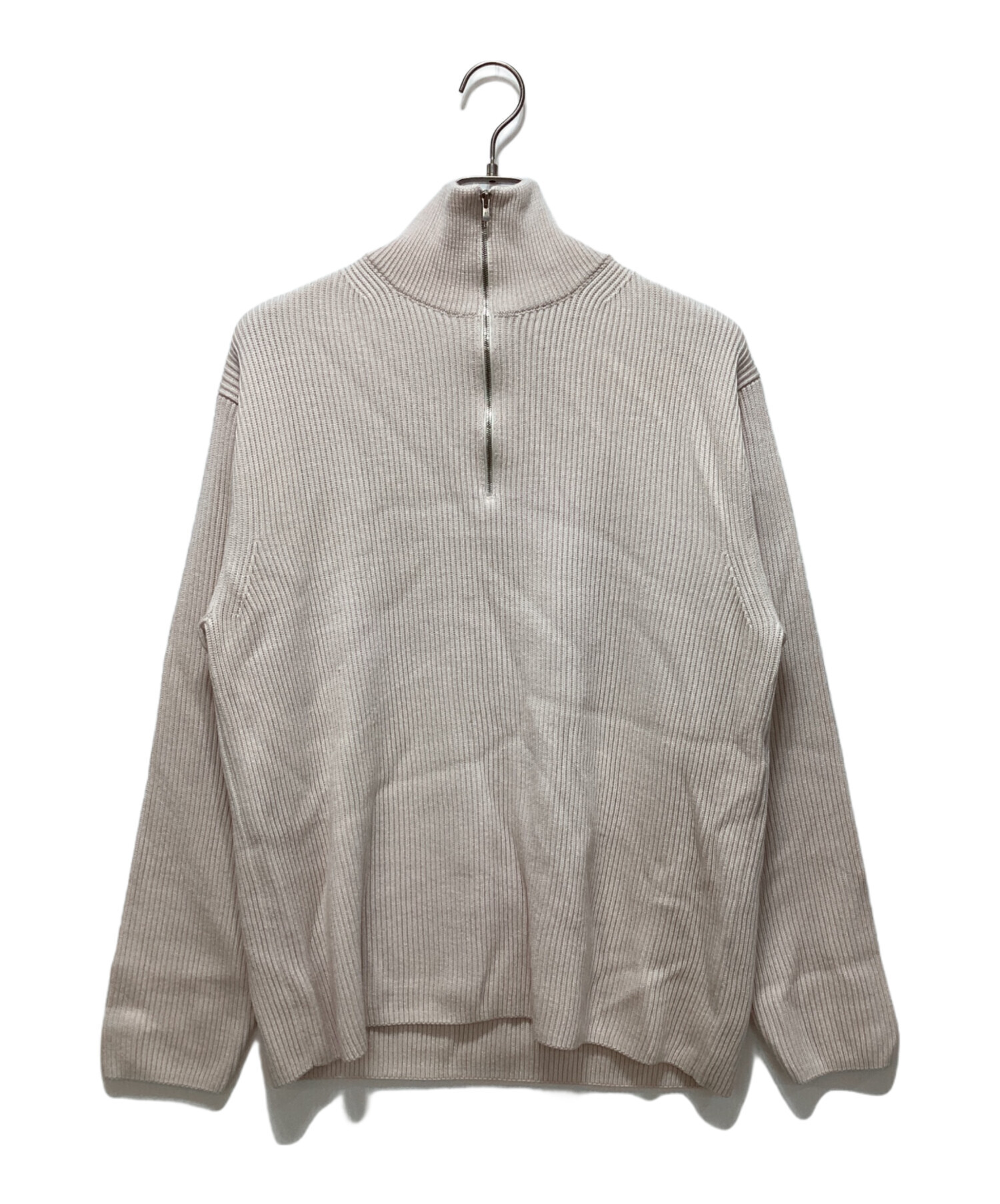 中古・古着通販】BATONER (バトナ―) SOLID WOOL RIB HALF ZIP ピンク