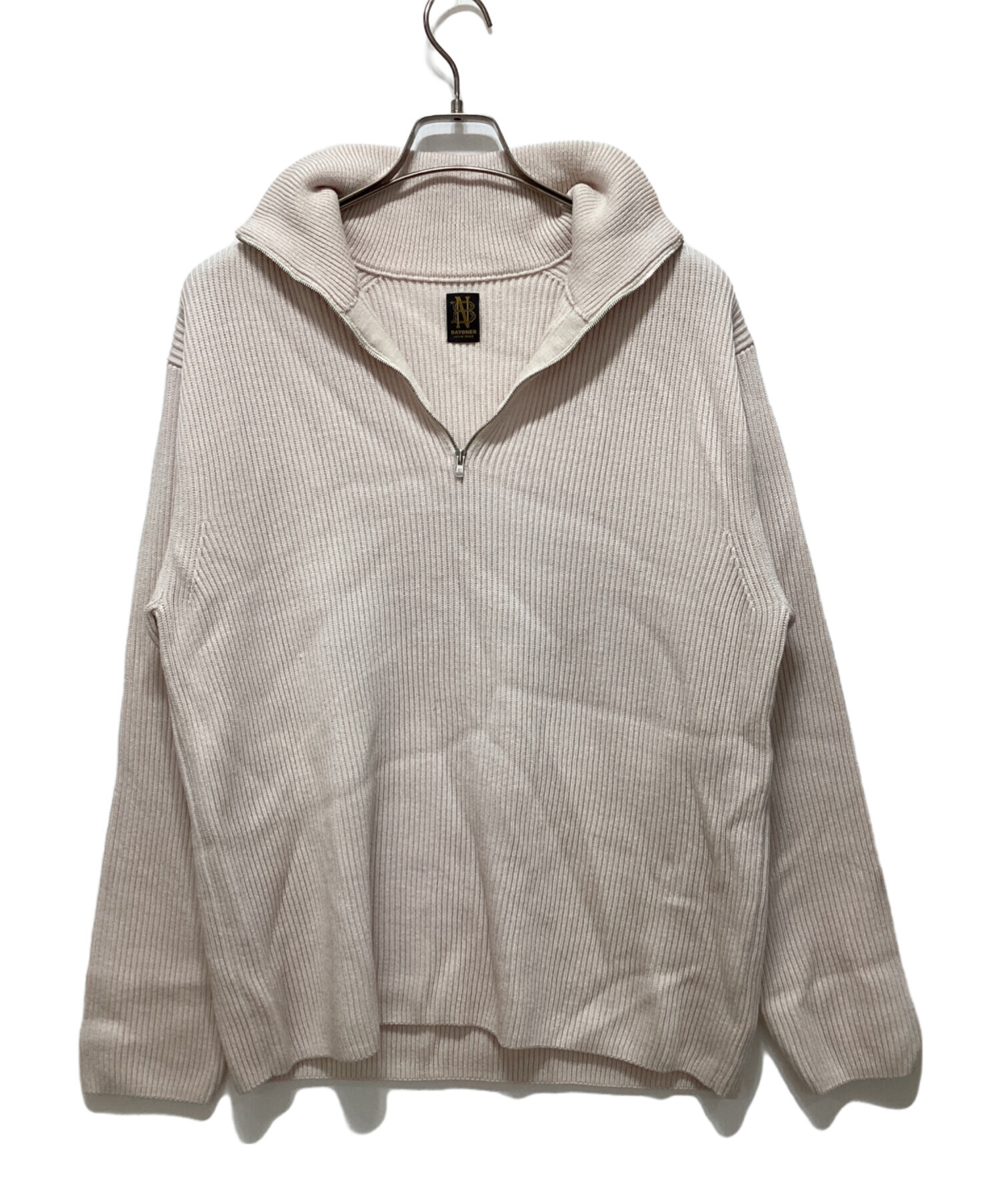 中古・古着通販】BATONER (バトナ―) SOLID WOOL RIB HALF ZIP ピンク