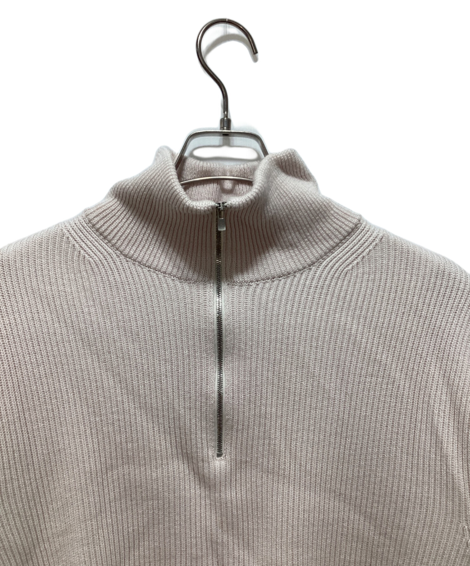 中古・古着通販】BATONER (バトナ―) SOLID WOOL RIB HALF ZIP ピンク